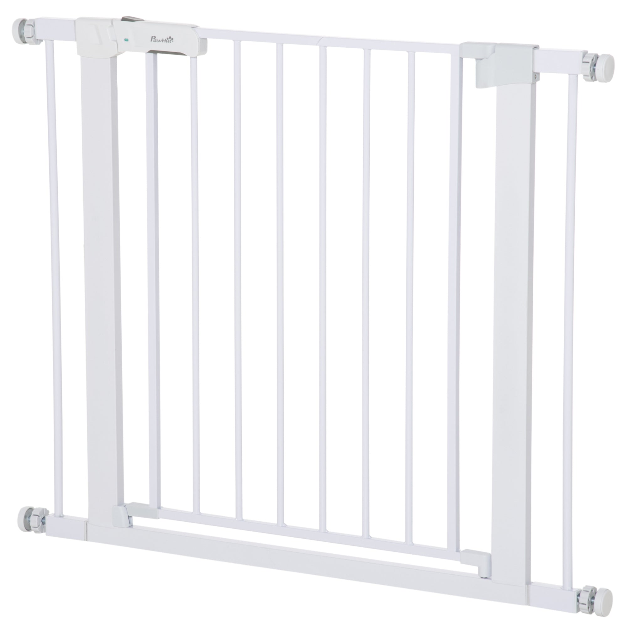 PawHut Türgitter, Montage ohne Bohren, verstellbare Breite 75-96 cm, einhändiges Öffnen, Metall, Weiß, Auto-Close Baby Schutzgitter