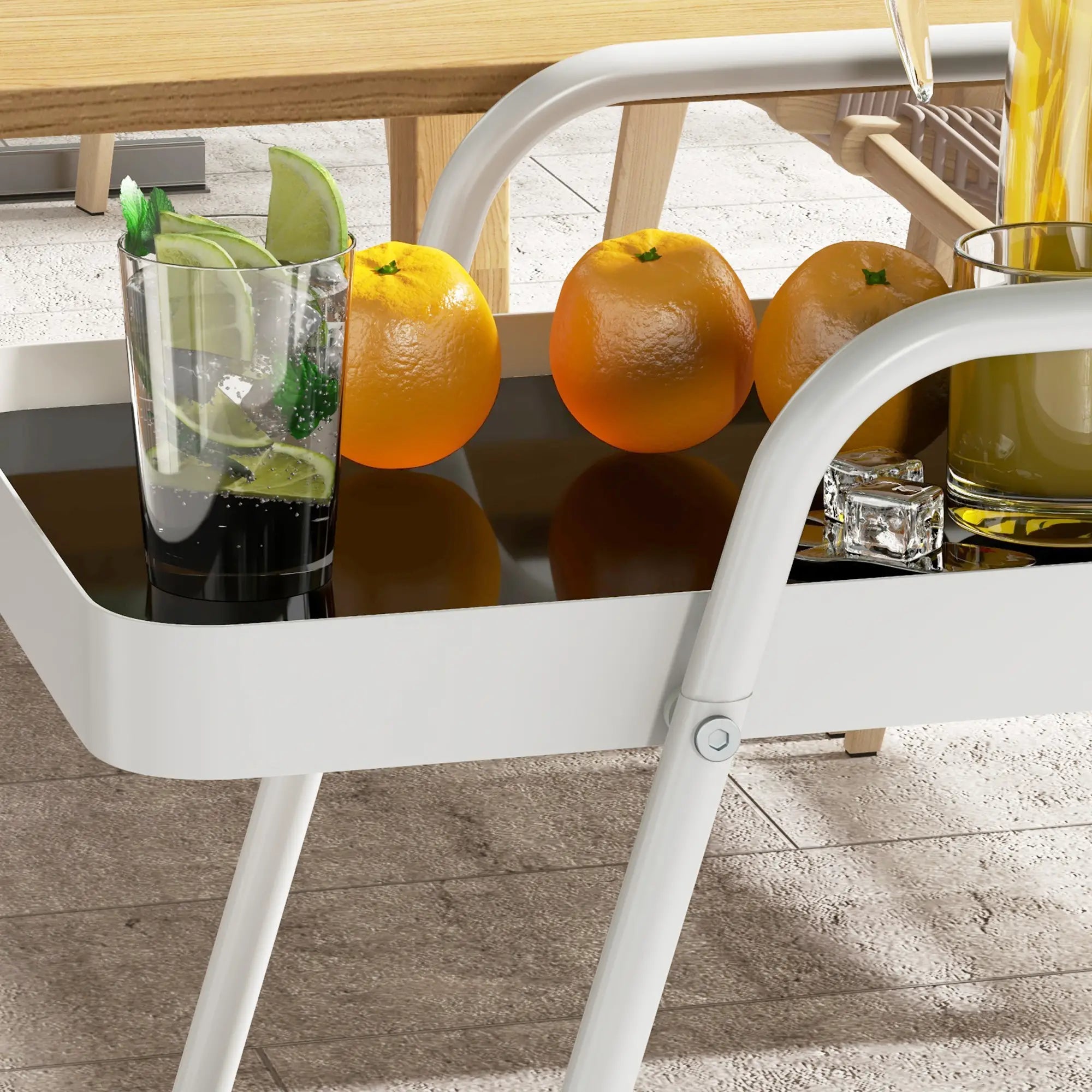 Outsunny Outdoor Servierwagen 2-stöckig mit Weinregal mit Rollen