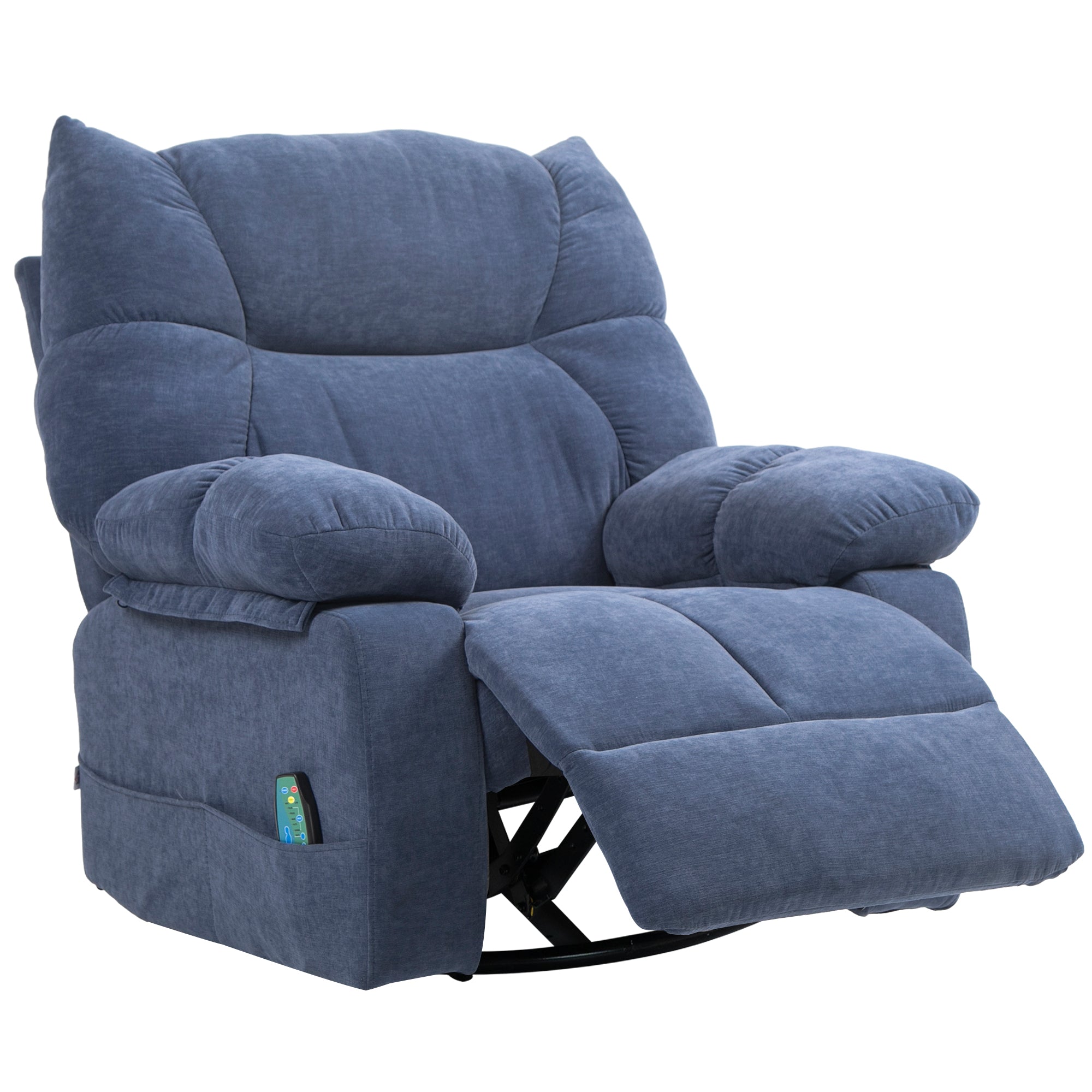HOMCOM Massagesessel mit Wärme- & Liegefunktion, drehbar, bis 150 kg, Metallgestell, 98x90x98cm, Blau