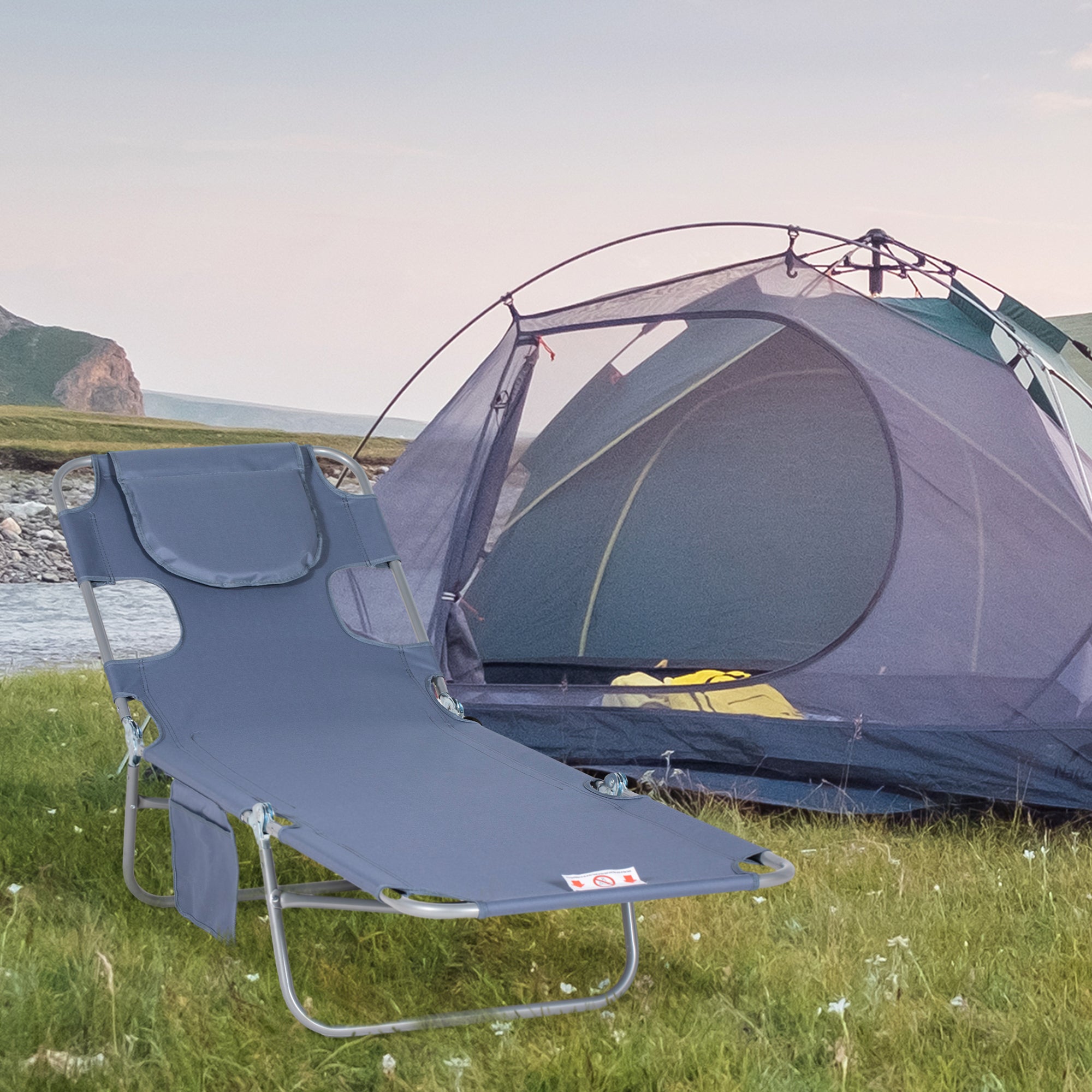 Outsunny klappbare Sonnenliege mit Lesefenster