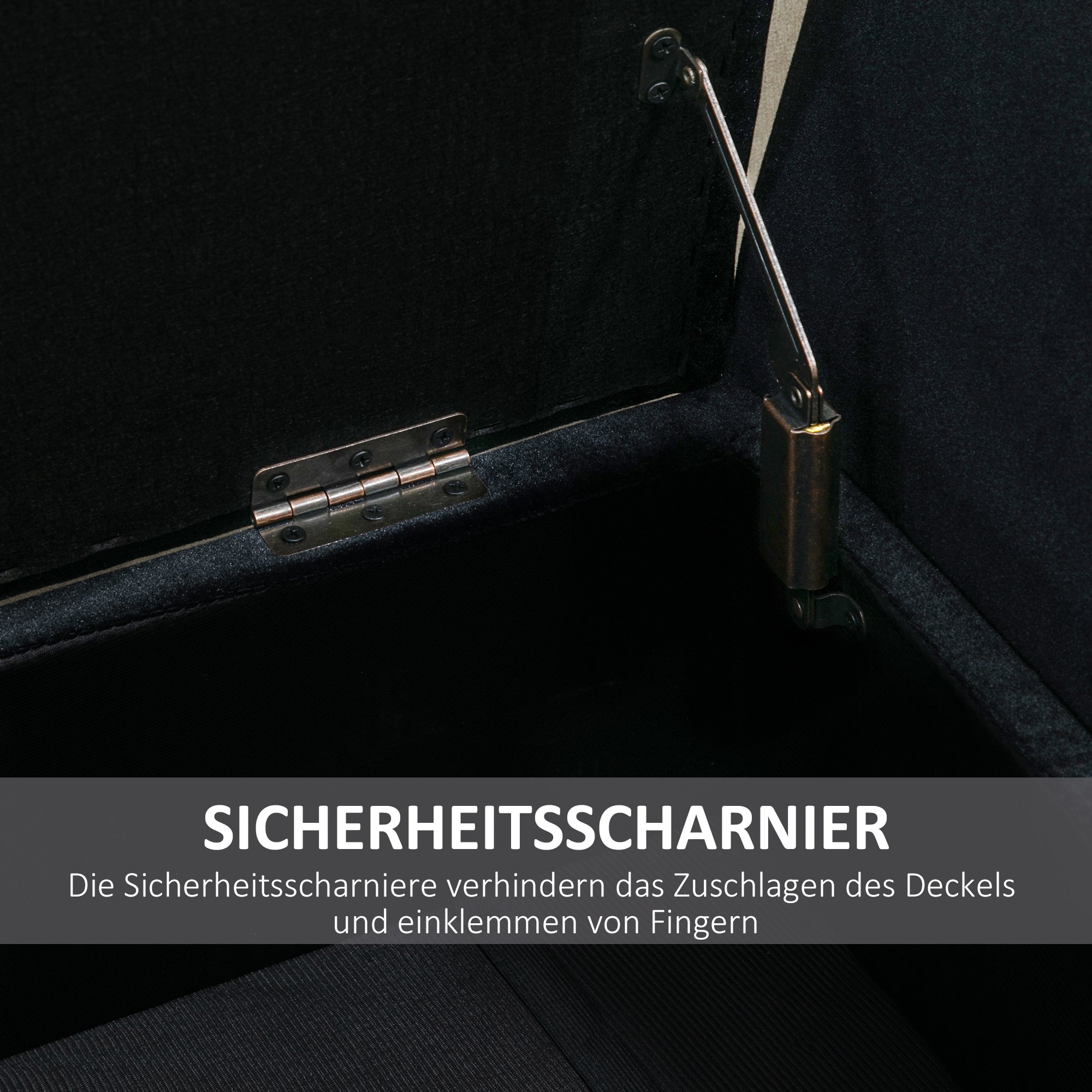 HOMCOM Sitzbank mit Stauraum Armlehnen Polsterbank mit Samtoptik, Sitztruhe mit Holzbeine, Truhenbank für Wohnzimmer Schlafzimmer Flur 107 x 42 x 65 cm, Schwarz