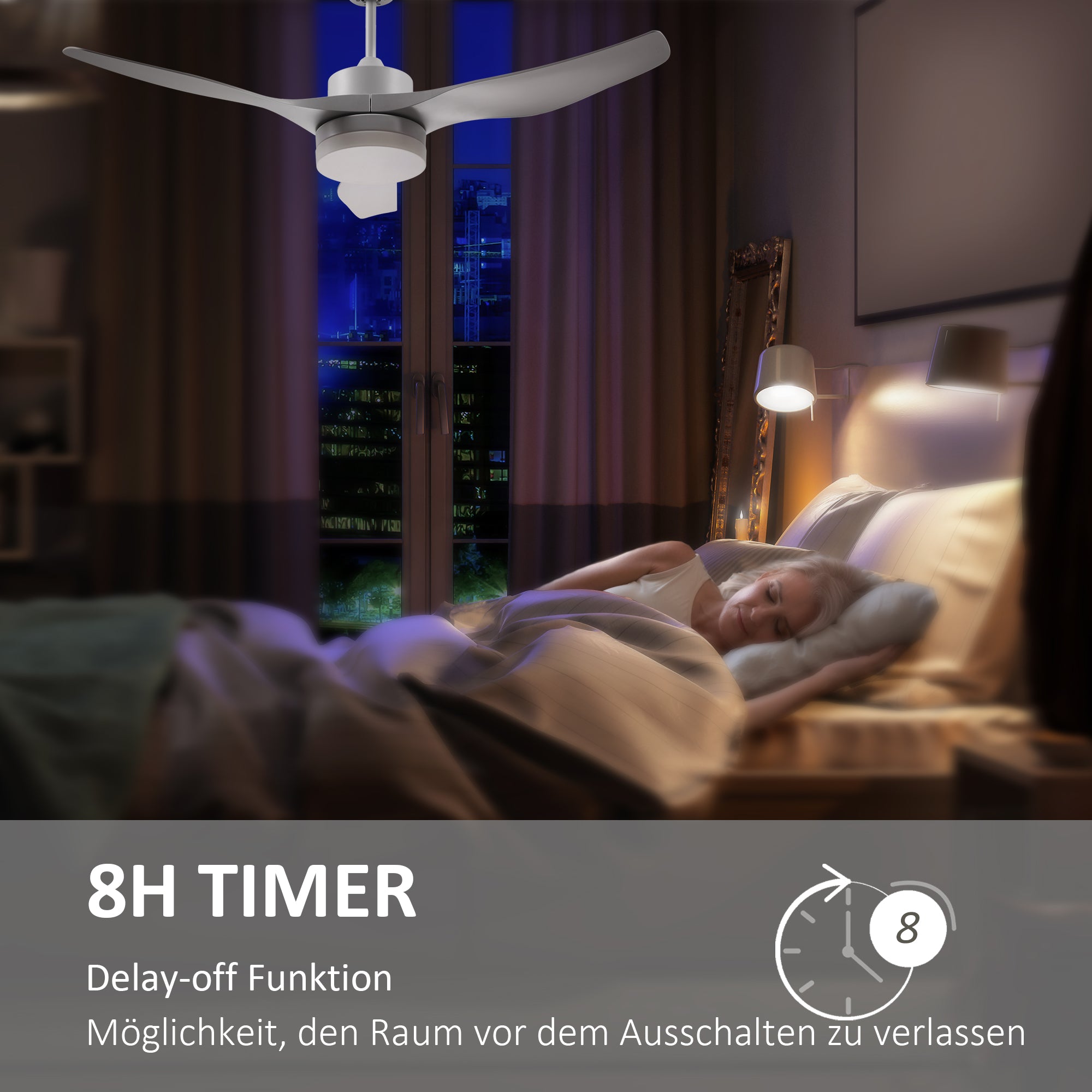 HOMCOM Deckenventilator mit LED-Licht, 2-in-1 Design, mit Timer, Fernbedienung, Deckenlampe mit Ventilator, Weiß