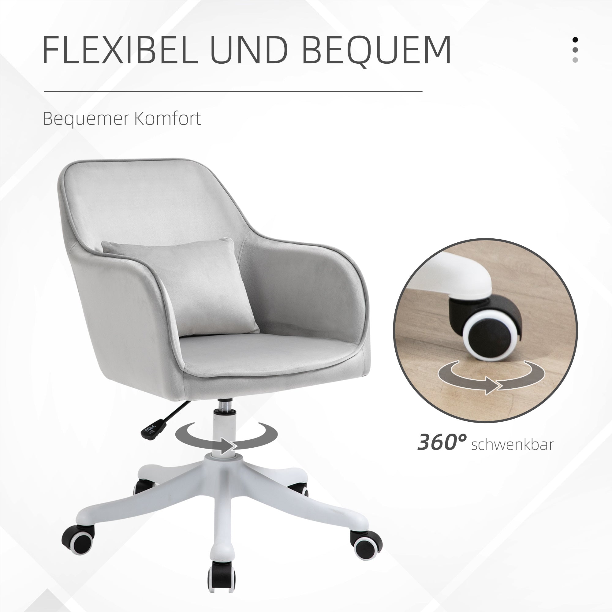 Vinsetto Massage Schreibtischstuhl 78-86 cm höhenverstellbarer Bürostuhll Drehstuhl Computerstuhl mit USB-Schrittstelle Arbeitsstuhl mit Vibrationsfunktion Lendenkissen Massagefunktion Grau