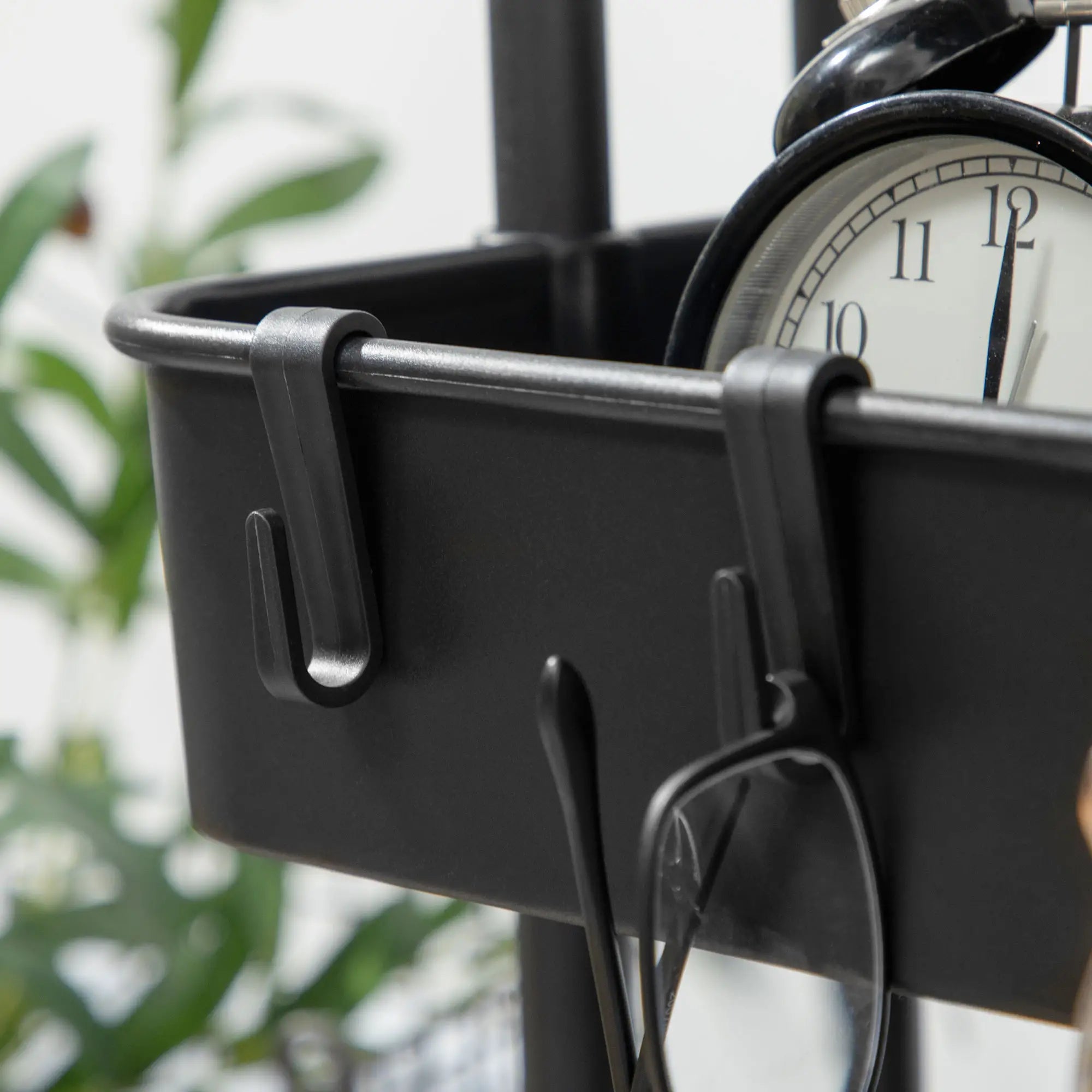 HOMCOM Rollwagen mit 3 Etagen, Ablagekörben, Haken, Beistellwagen für Küche oder Wohnzimmer, Stahl, Kunststoff, Schwarz