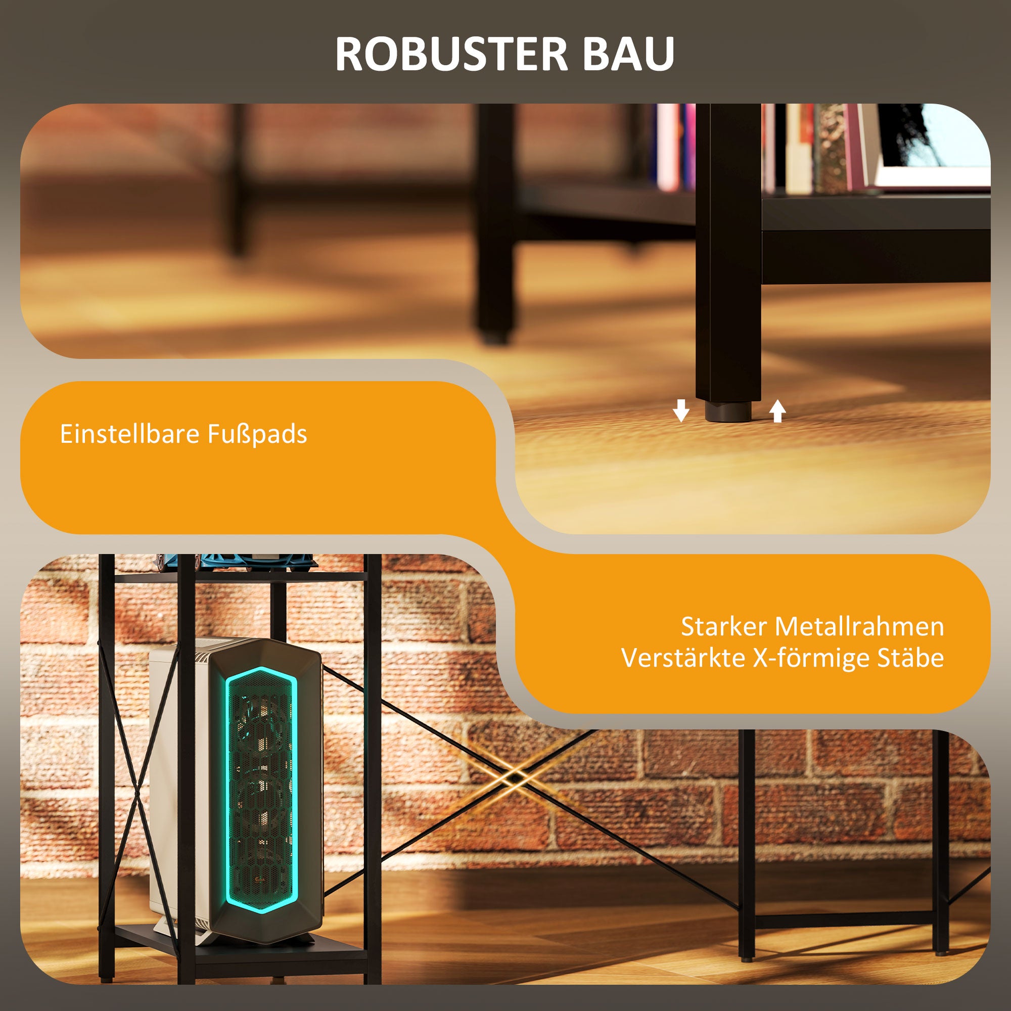 HOMCOM L-förmiger Schreibtisch mit Ladestation, Eck-Computertisch mit Monitorständer und Regalen, für Homeoffice, Büro, Schwarz