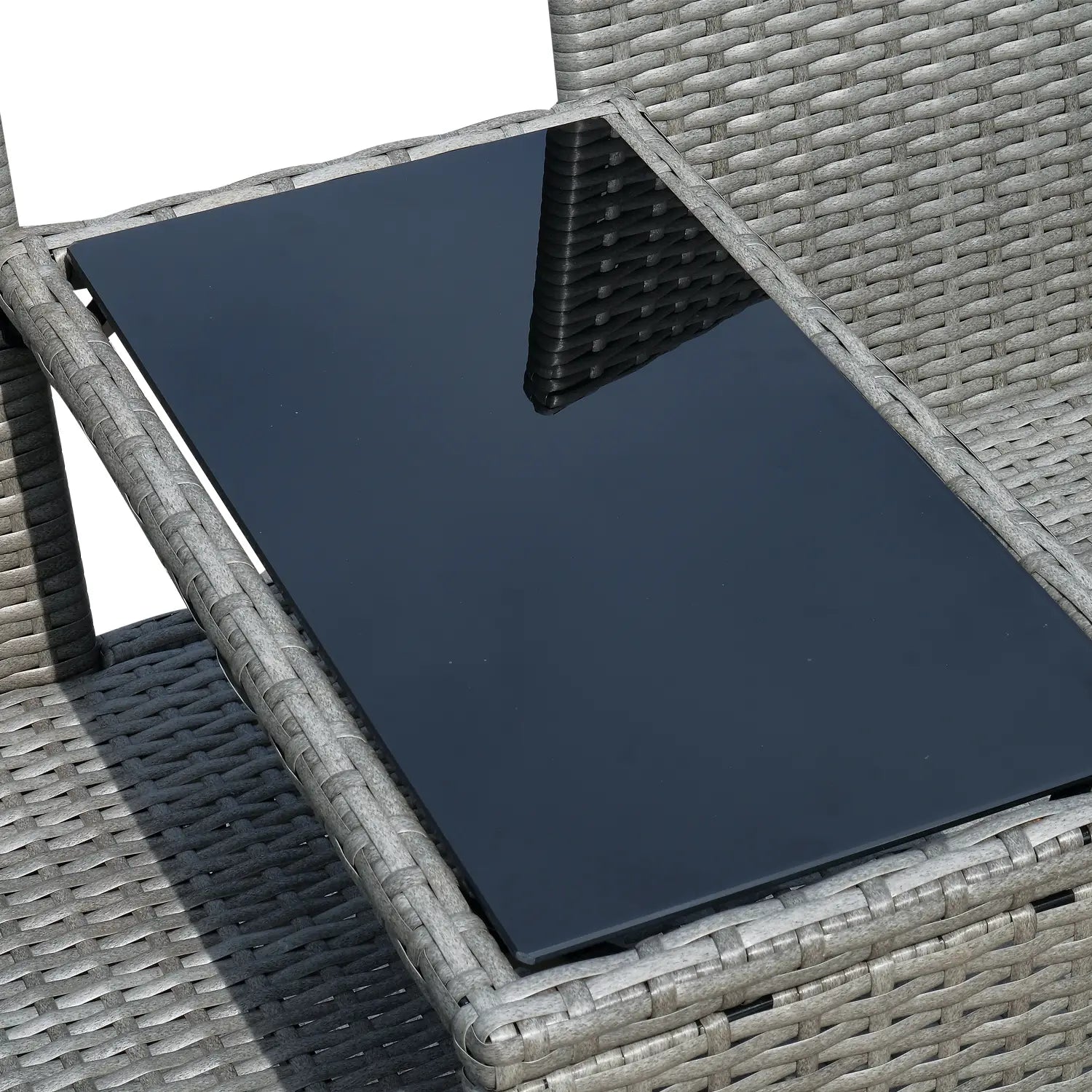 Outsunny Polyrattan Gartenbank 2-Sitzer mit integriertem Tisch Outdoor