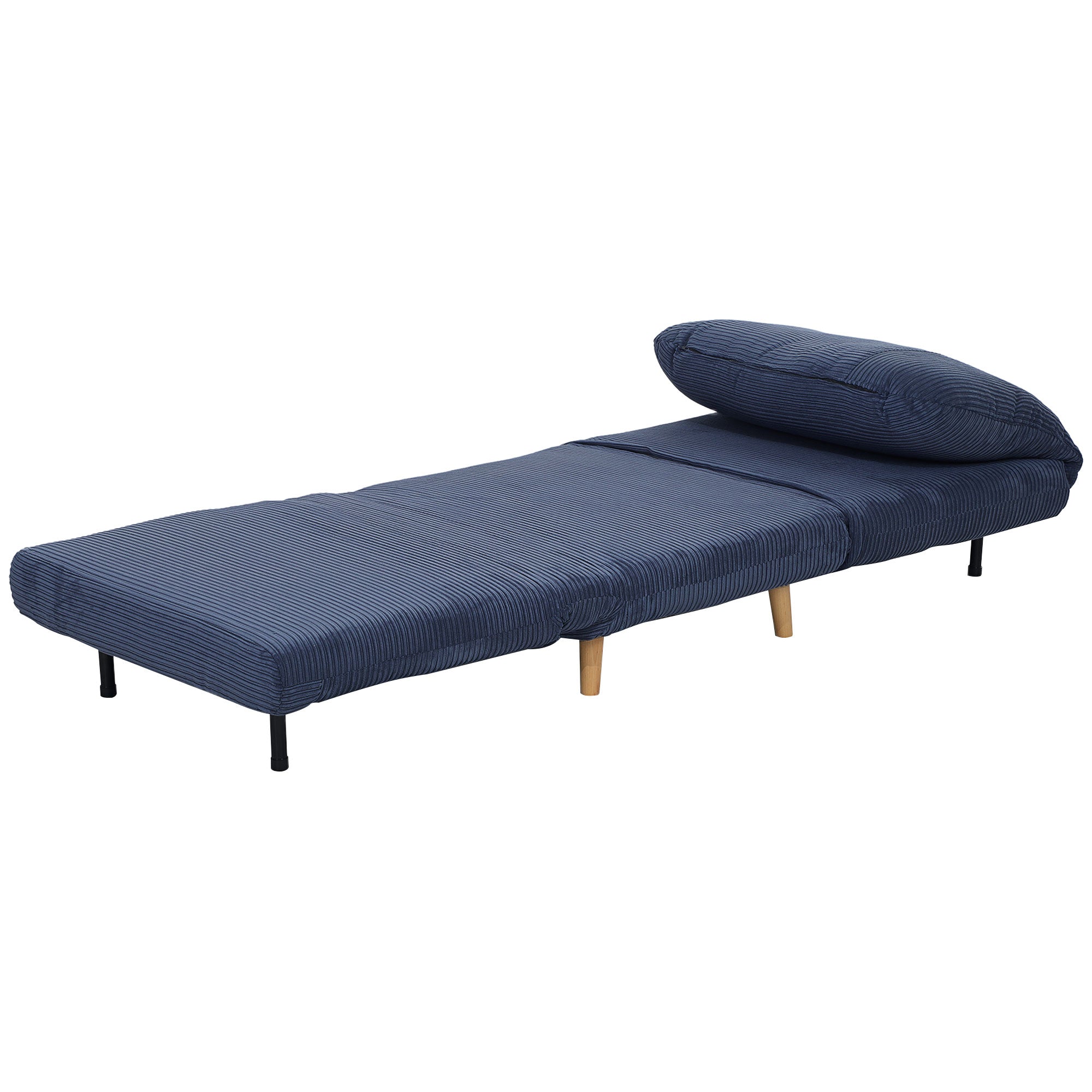 HOMCOM 2-in-1 Schlafsessel Gästebett, verstellbare Kopfstütze Cord-Optik 82 cm x 8 cm x 83 cm Blau