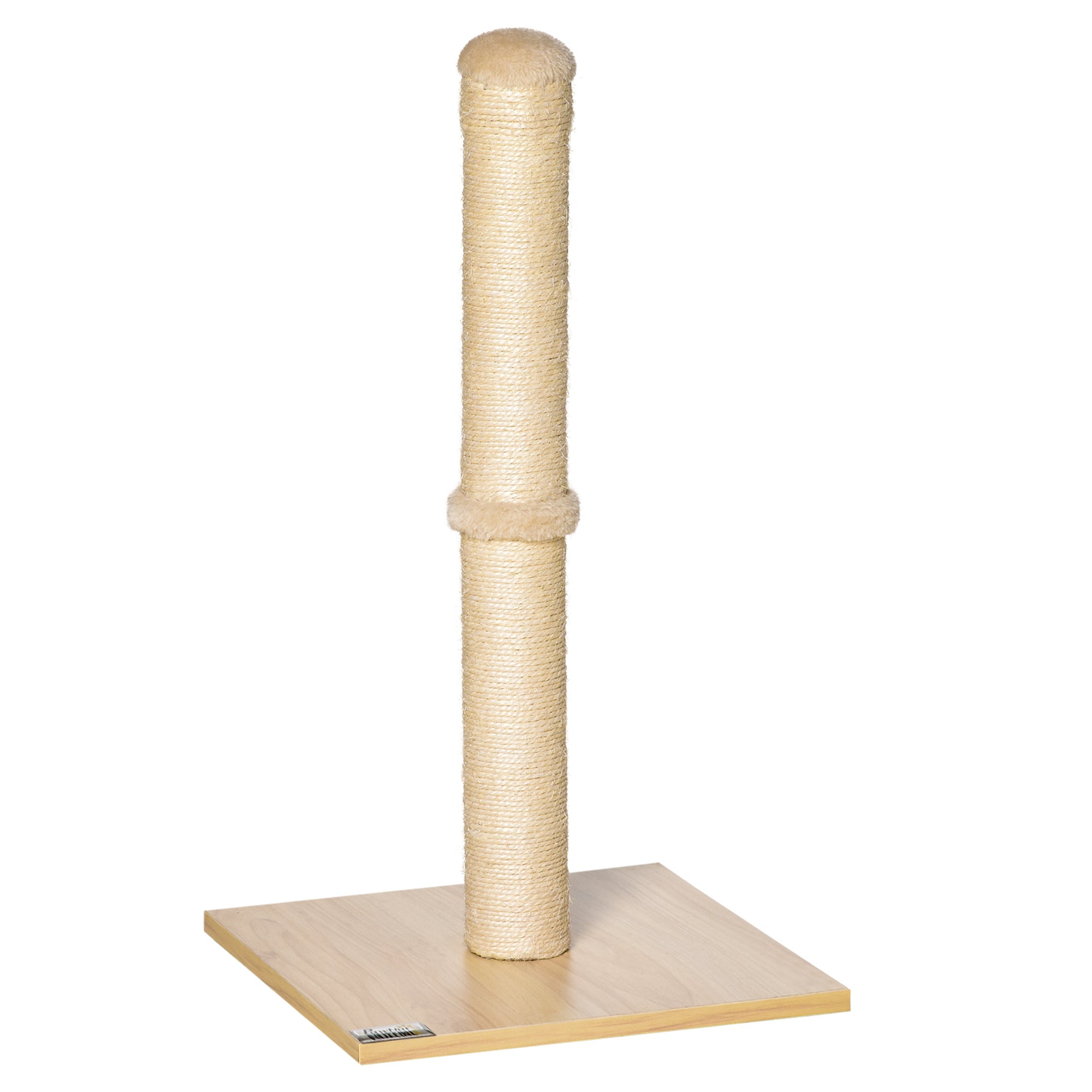 PawHut Kratzstamm für Katzen Kratzsäule aus Sisal stabiler Kratzbaum Kratz Spielzeug Katze mit Ball 60 cm Spanplatte Sisal Beige+Eiche 34 x 34 x 60 cm
