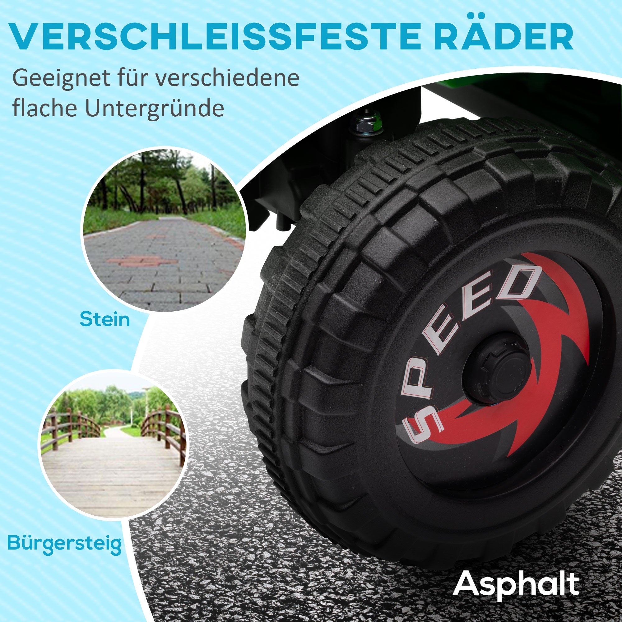 HOMCOM Kinderquad, aufladbar, 2,5 km/h, mit Anhänger, 50 Min. Fahrzeit, für Kinder 1,5 bis 3 Jahre, Grün