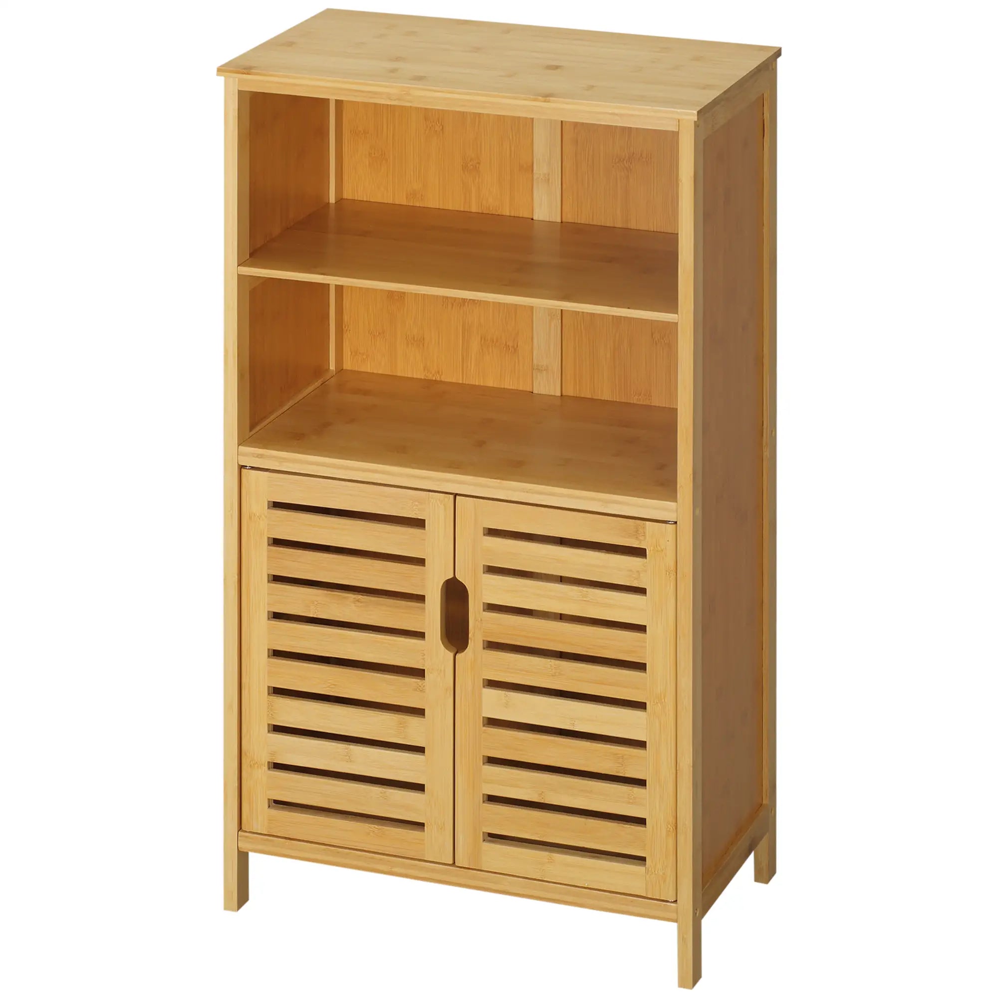 kleankin Badezimmerschrank mit 2 Fächern viel Stauraum Bambus