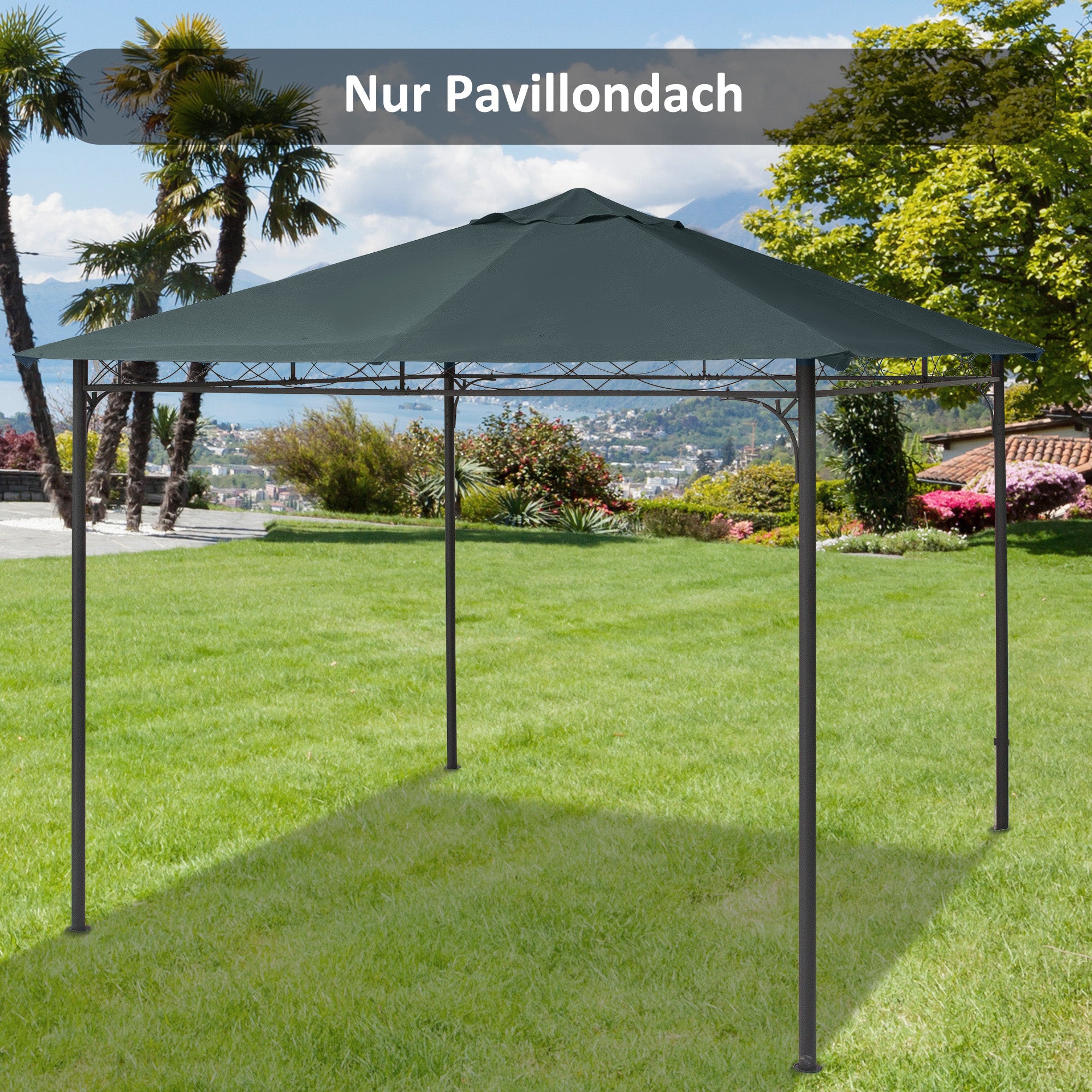 Outsunny Ersatzdach für Gartenpavillon, Polyester, 2,98 x 2,95 m, Dunkelgrau