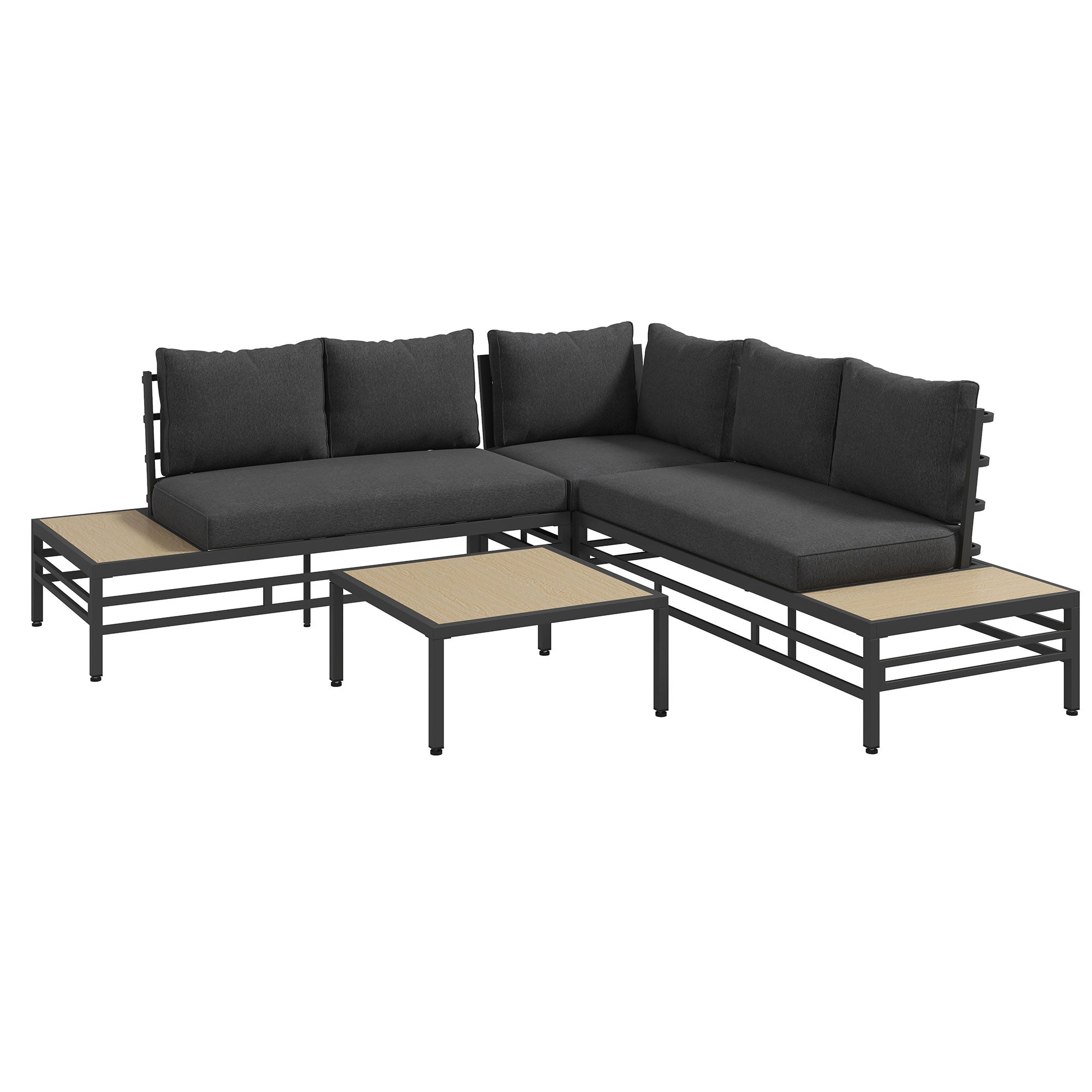 5-tlg. Gartenlounge-Set mit Sofa & Tisch, Grau