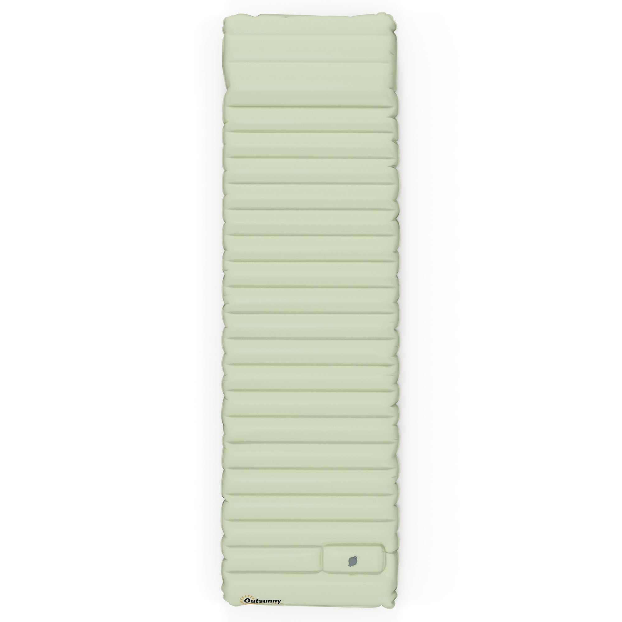 Outsunny Luftmatratze, Campingmatte, wasserabweisend, reißfest, mit Fußpumpe, Nylon, 200L x 60B x 10H cm, Grün