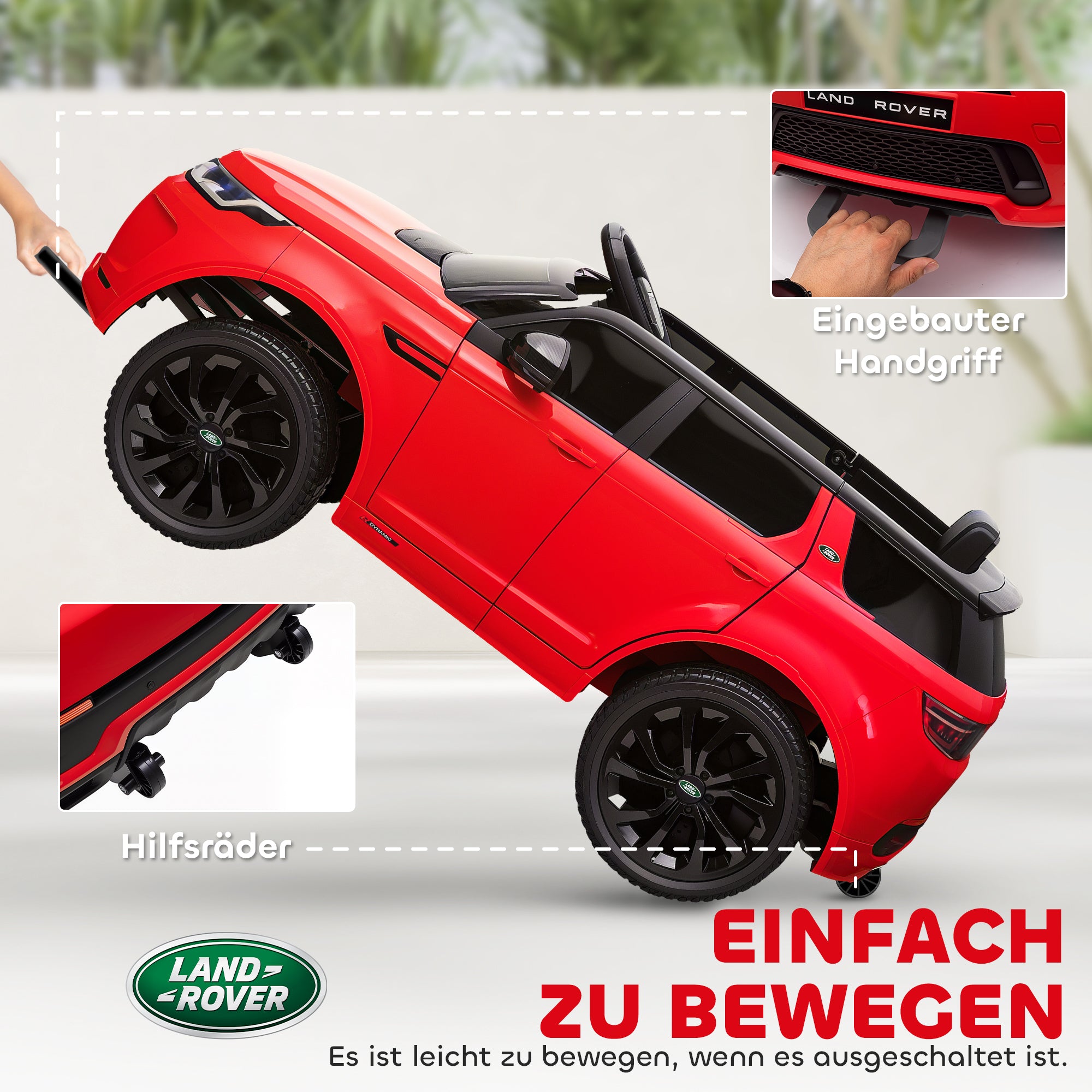 AIYAPLAY Kinder-Elektroauto, 12V Kinderfahrzeug mit Fernbedienung, LED-Lichtern, Musik und Hupe, 3-6 Jahre, Rot