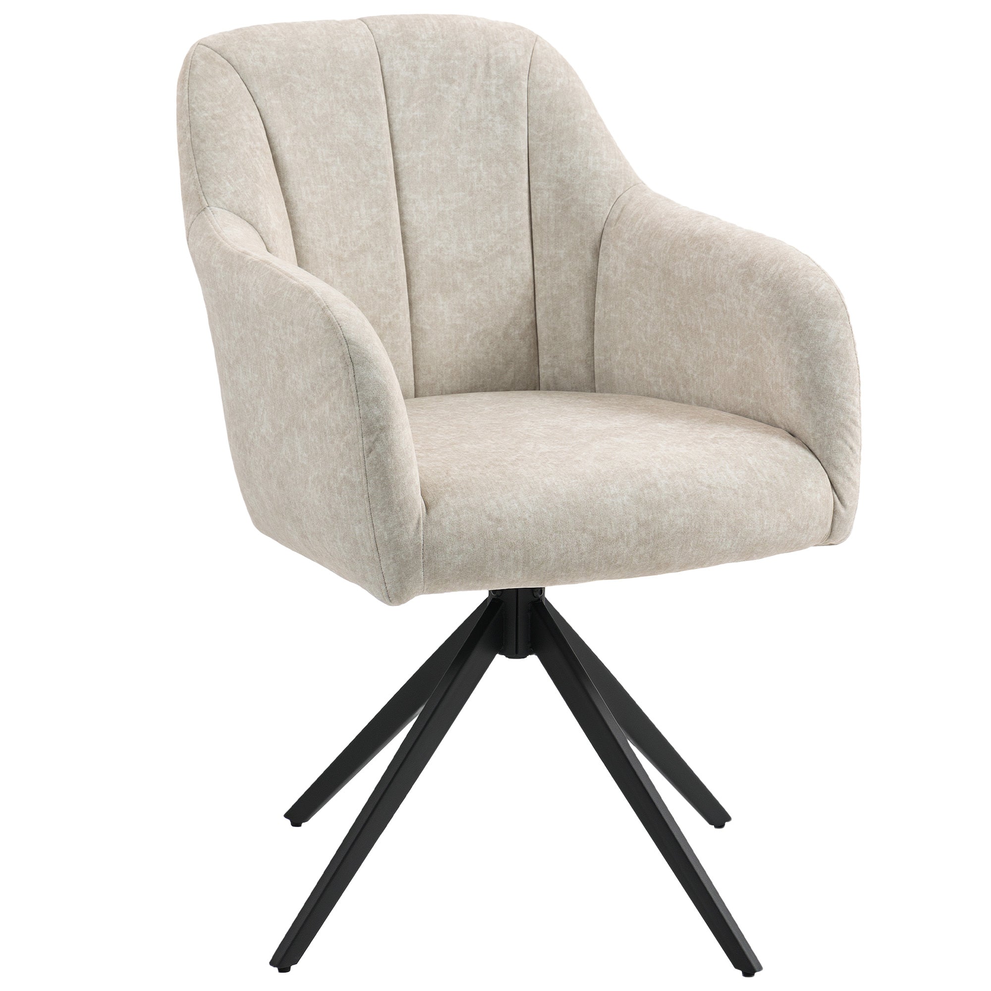 HOMCOM Drehbarer Akzentstuhl, Polsterstuhl mit Stoffbezug, Armlehnen, Stahlbeine, für Wohnzimmer, Schlafzimmer, Büro, Beige