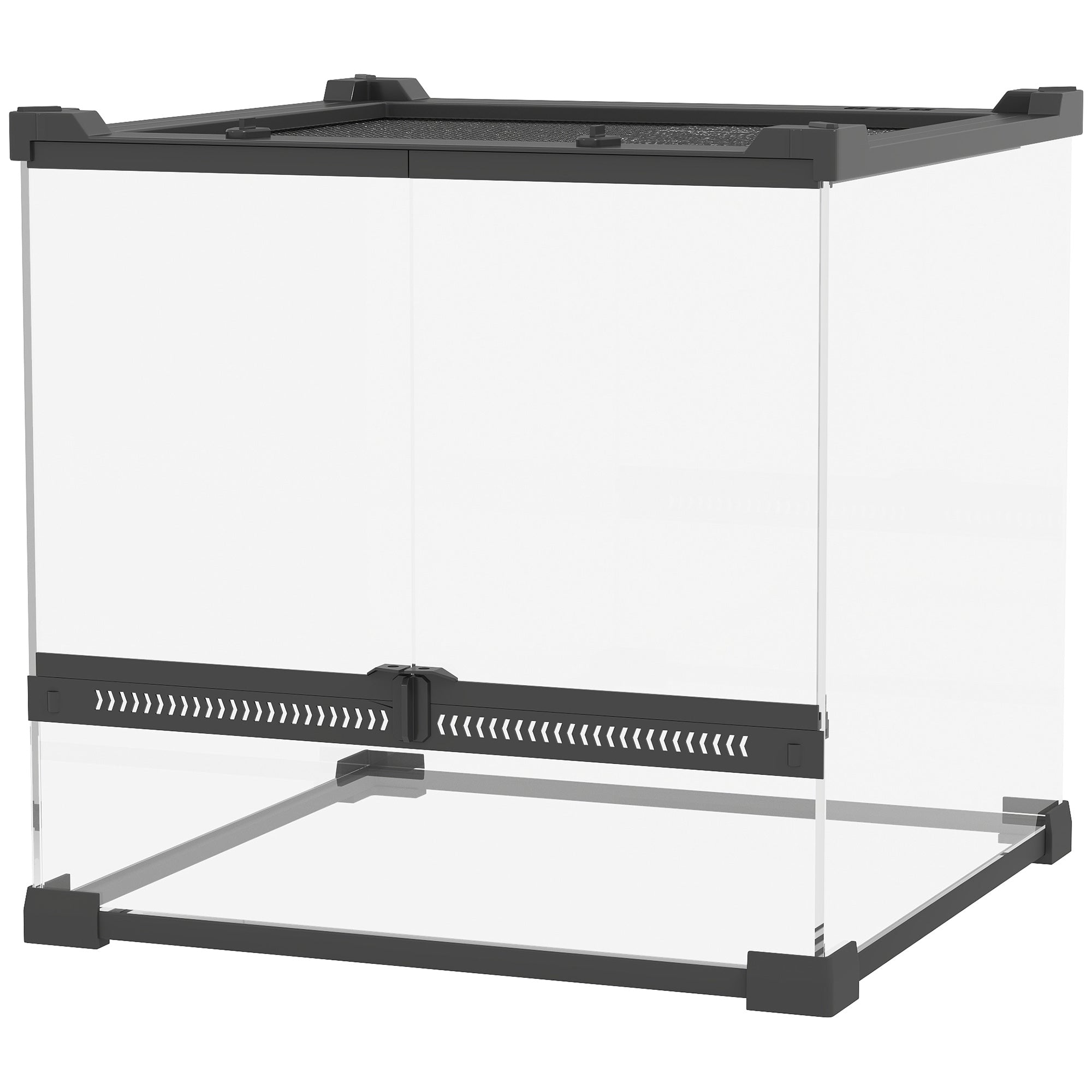PawHut Glas-Terrarium für Reptilien, erhöhter & wasserdichter Boden, Knopfschloss