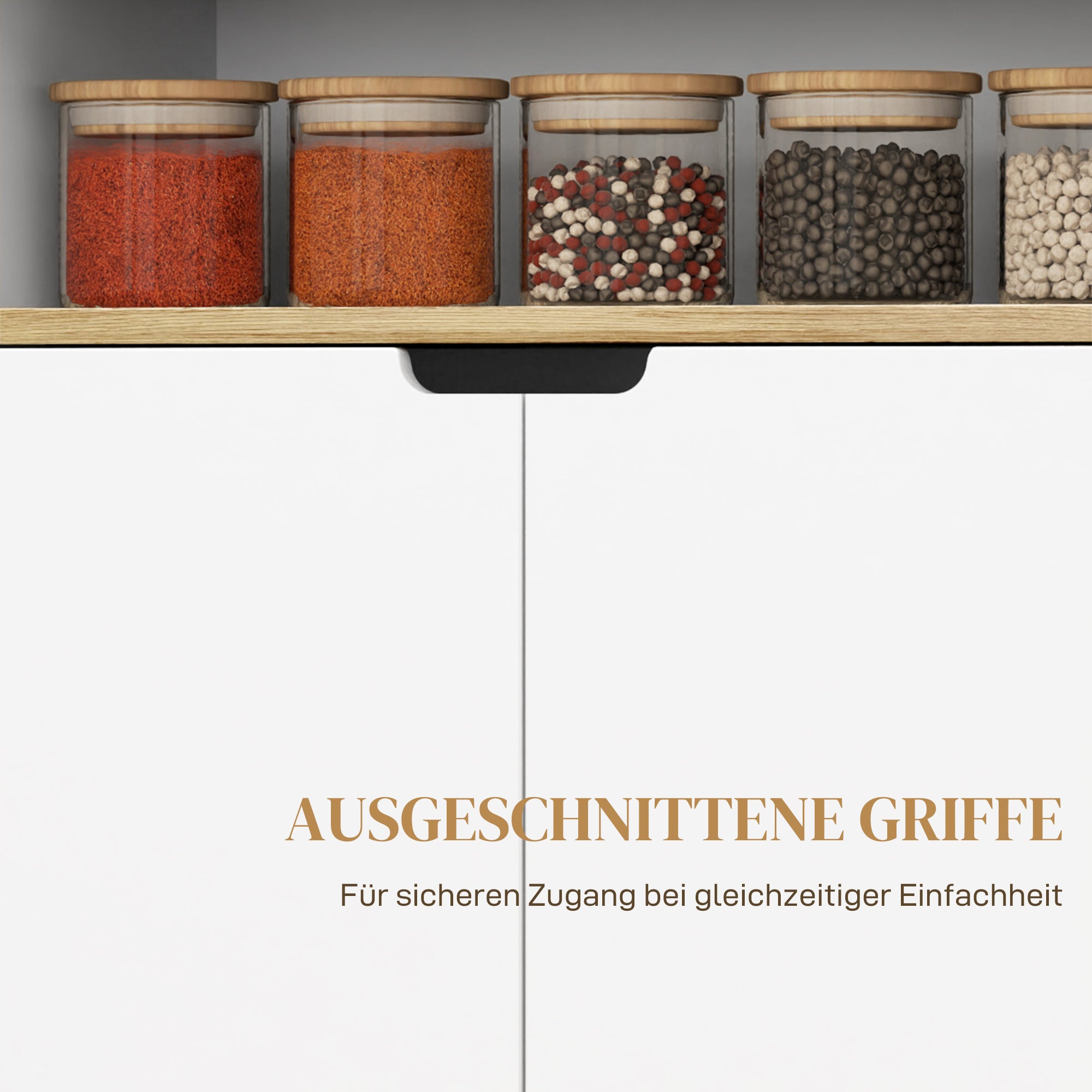 HOMCOM Rollender Küchenwagen mit Stauraum, Schrank, verstellbare Regale, für Küche, Wohnzimmer, Esszimmer, Weiß