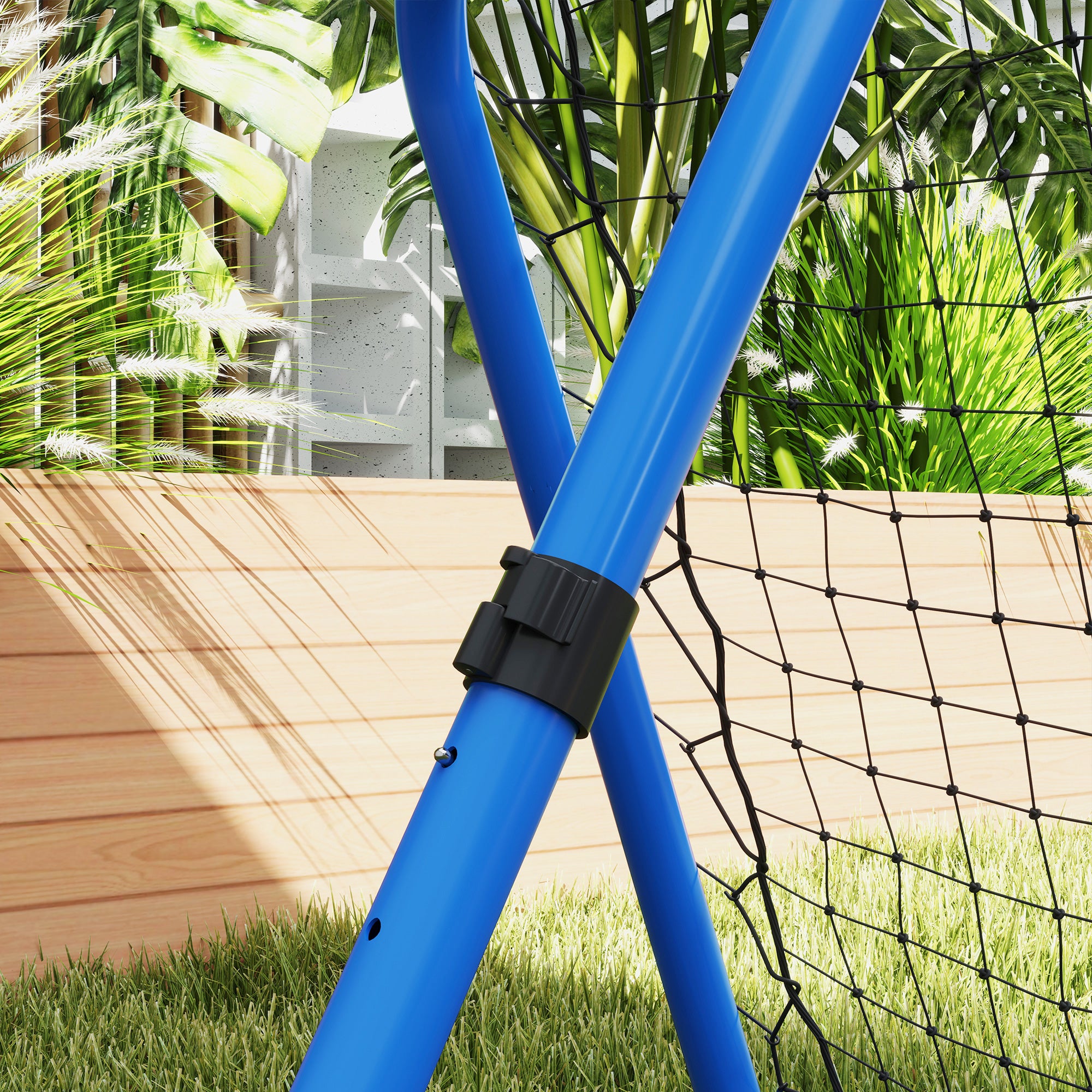 HOMCOM Fußball Rebounder-Netz, klappbar, Rückprallwand, Verstellbar in 5 Stufen, Metall, 78 x 84 x 65-78 cm, Blau