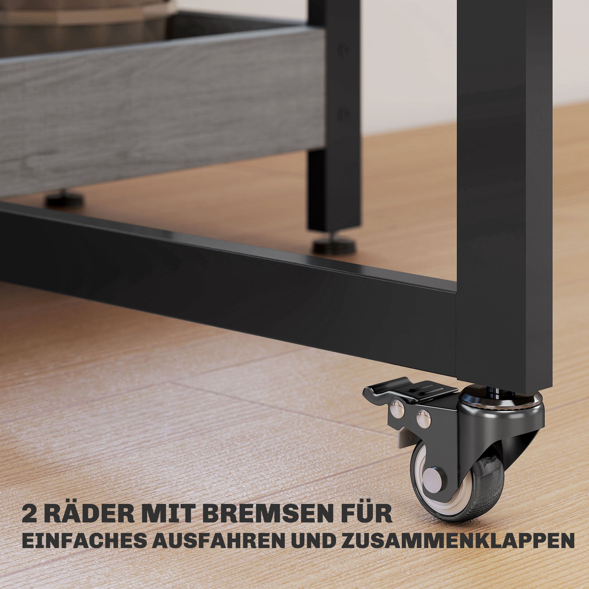 HOMCOM Klappbarer Esstisch im Industriedesign, für bis zu 4 Personen, offene Regale, flexibel, Metall, Spanplatte, Grau