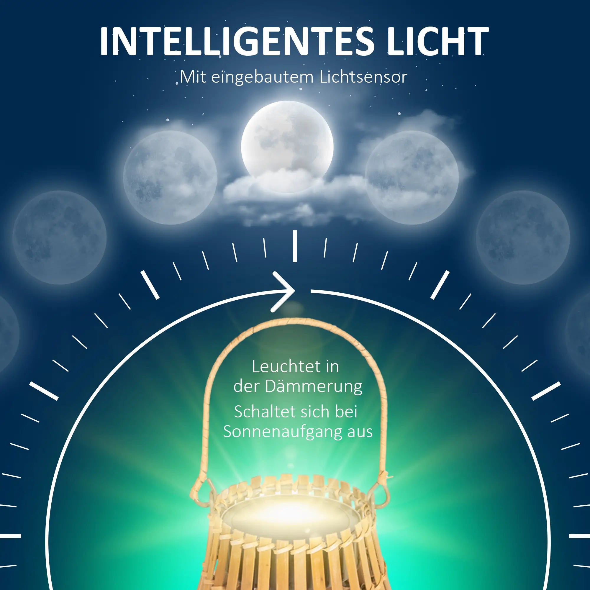 Outsunny Solar Gartenlampe USB aufladbar Bambus-Lampenschirm