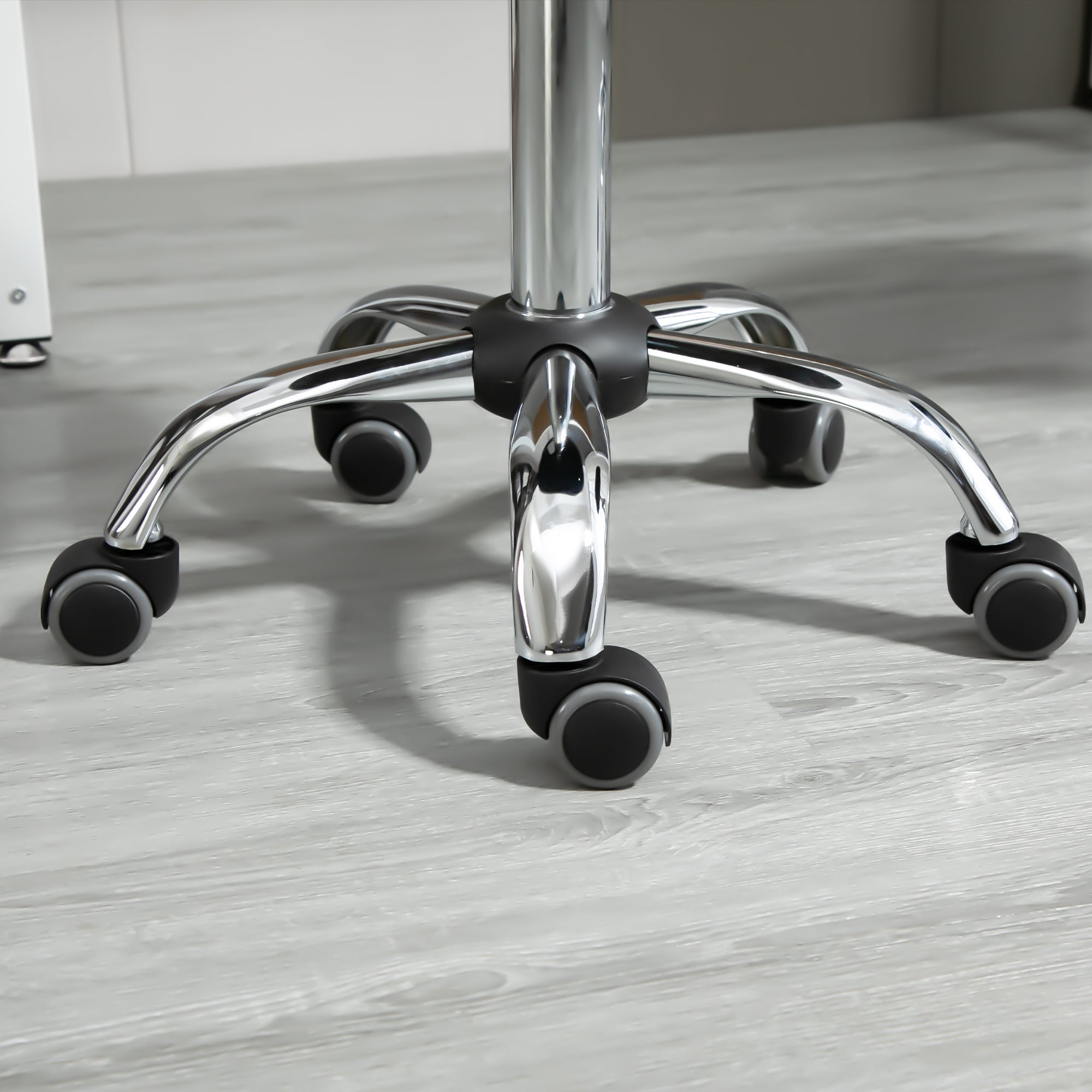 HOMCOM 2er-Set Rollhocker höhenverstellbar, Drehhocker 48-63 cm, Arbeitshocker 360° drehbar, Bürohocker für Büro, Salon, Massage, Spa, Schwarz