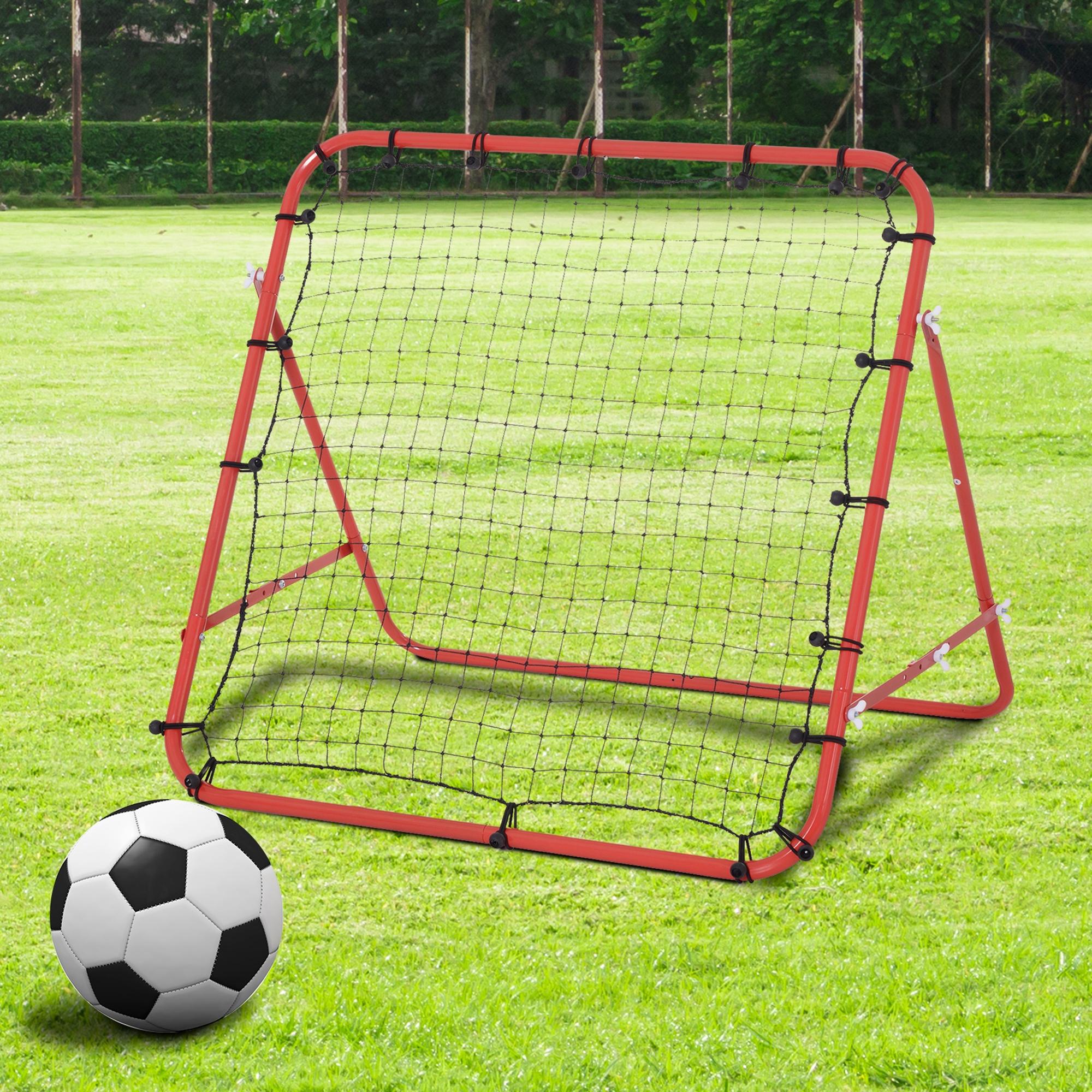 HOMCOM Rebounder für Fußball, Prellwand Rebound Netz, Metallrohr mit PE-Gewebe, Kickback Rückprallwand für Baseball Basketball, Fußballtor für Jugendliche Training 96x80x96cm, Rot