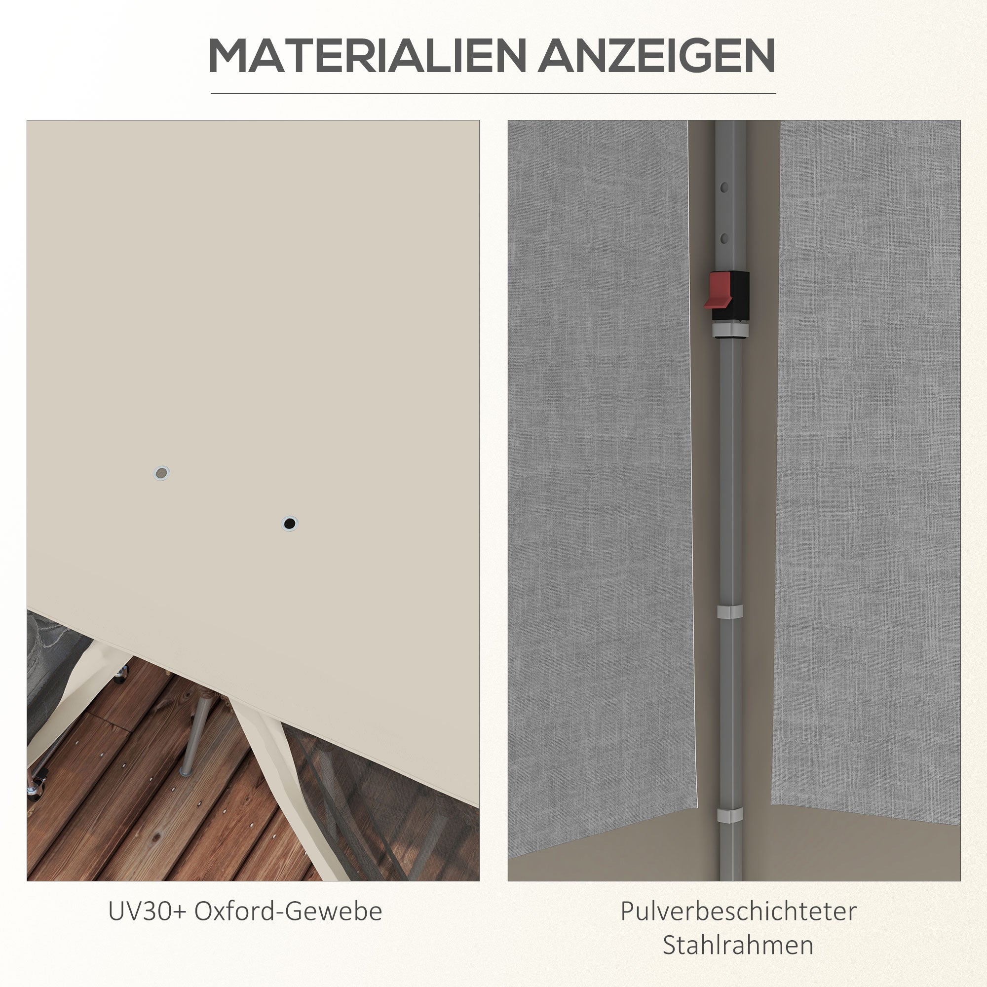 Outsunny Faltpavillon, höhenverstellbar, Netzvorhänge, Tragetasche, Metallgestell, 3 x 3 x 3 m, Beige