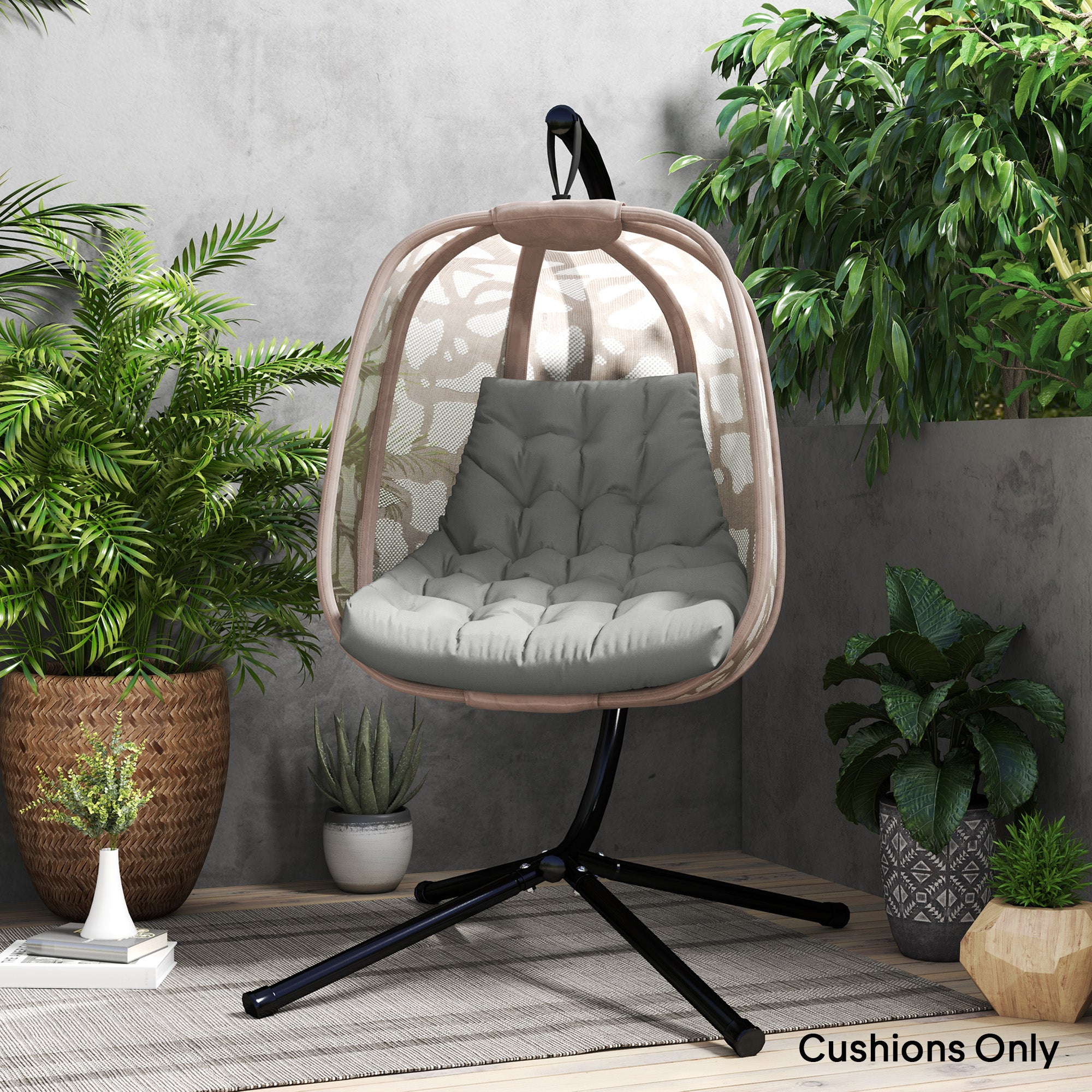Outsunny Sitzkissen, Außensitzkissen für Hängekorb und Schaukelstühle, Outdoor-Polsterkissen, Grau