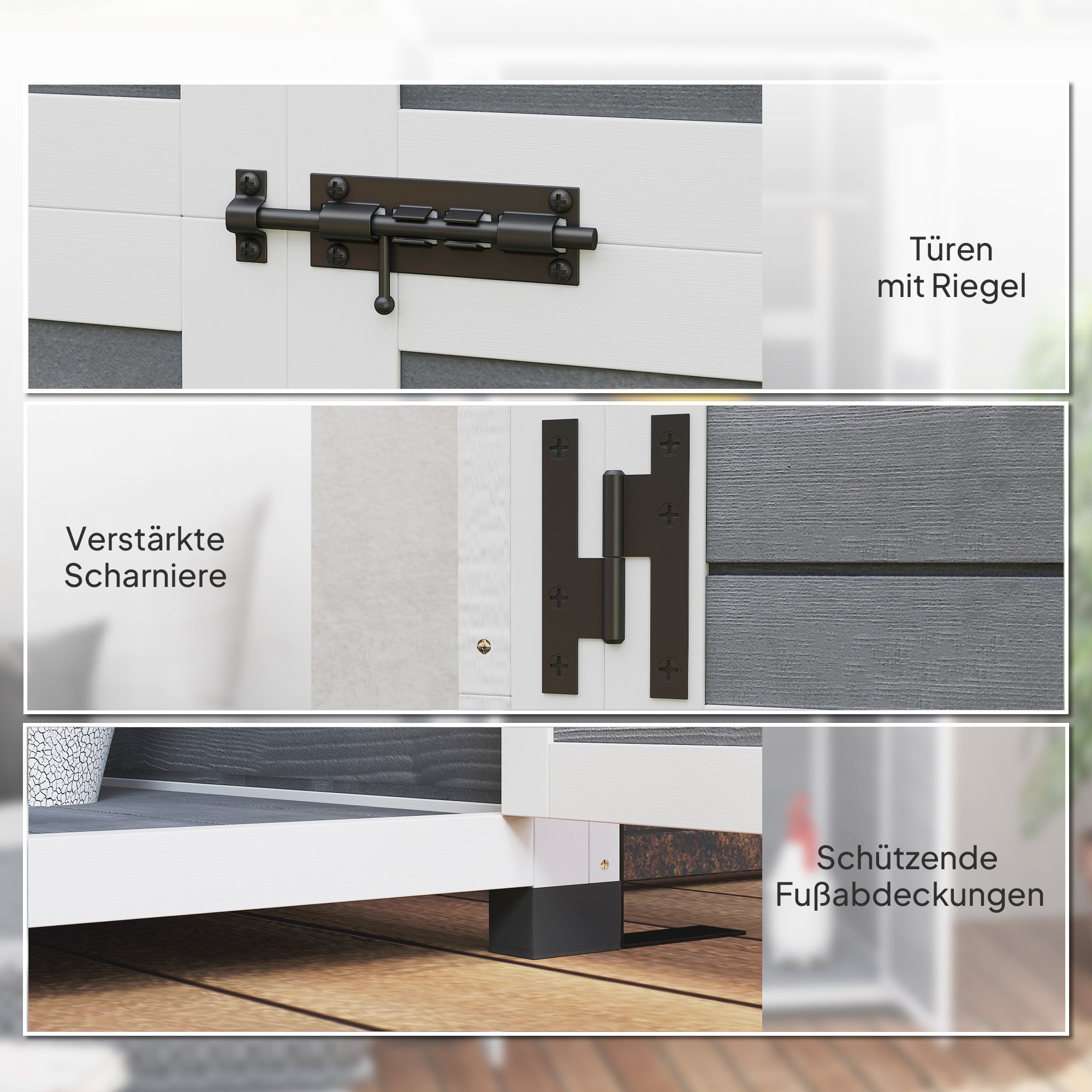 Outsunny Gartenlagerschuppen, Werkzeugschuppen mit 2 Fenstern, Bodenpfähle, Asphalt-Dach, 91 x 69 x 192 cm, Tannenholz, Hellgrau