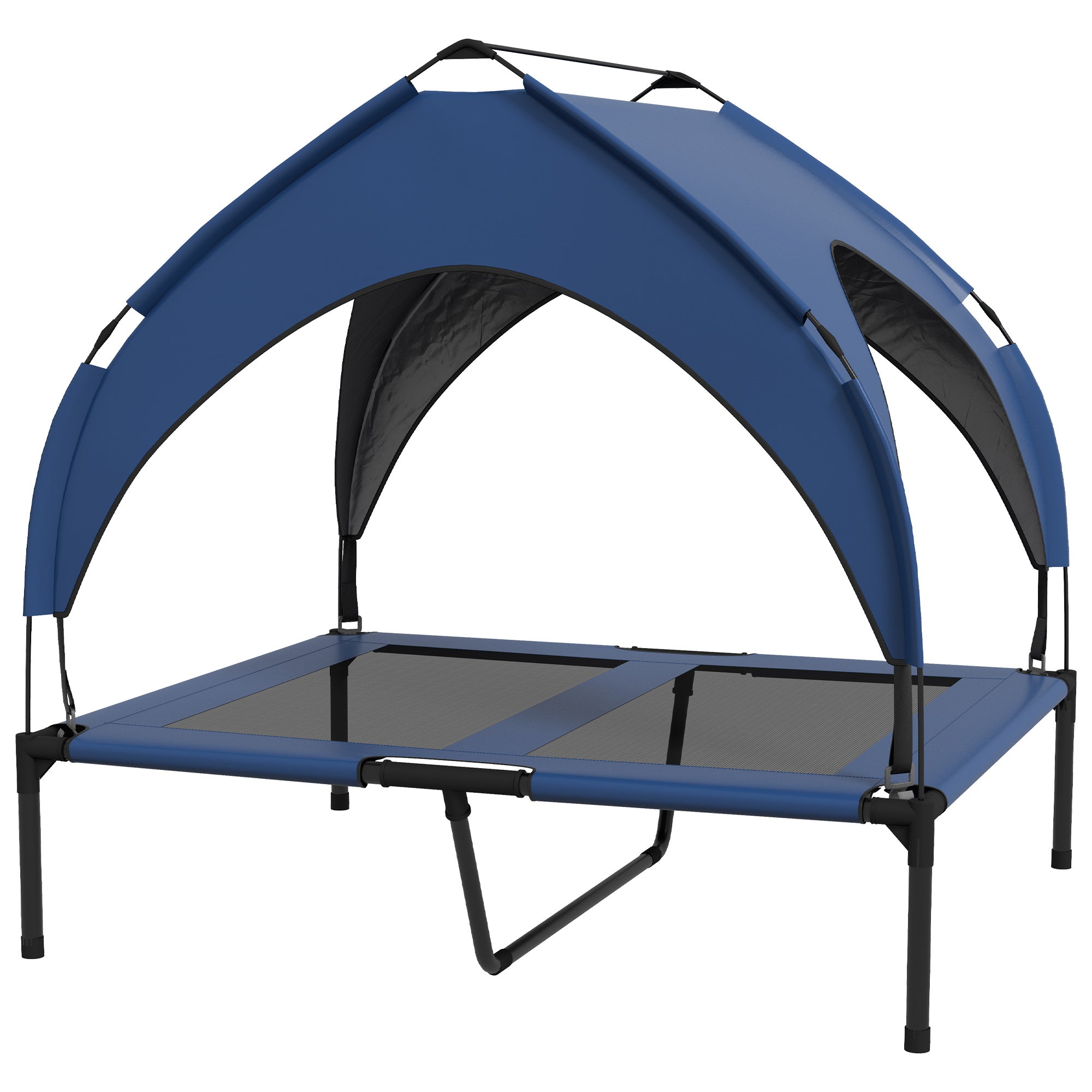 PawHut Hundebett mit Dach, atmungsaktiv, wasserabweisend, bis 30 kg, 91 x 76 x 89 cm, Dunkelblau