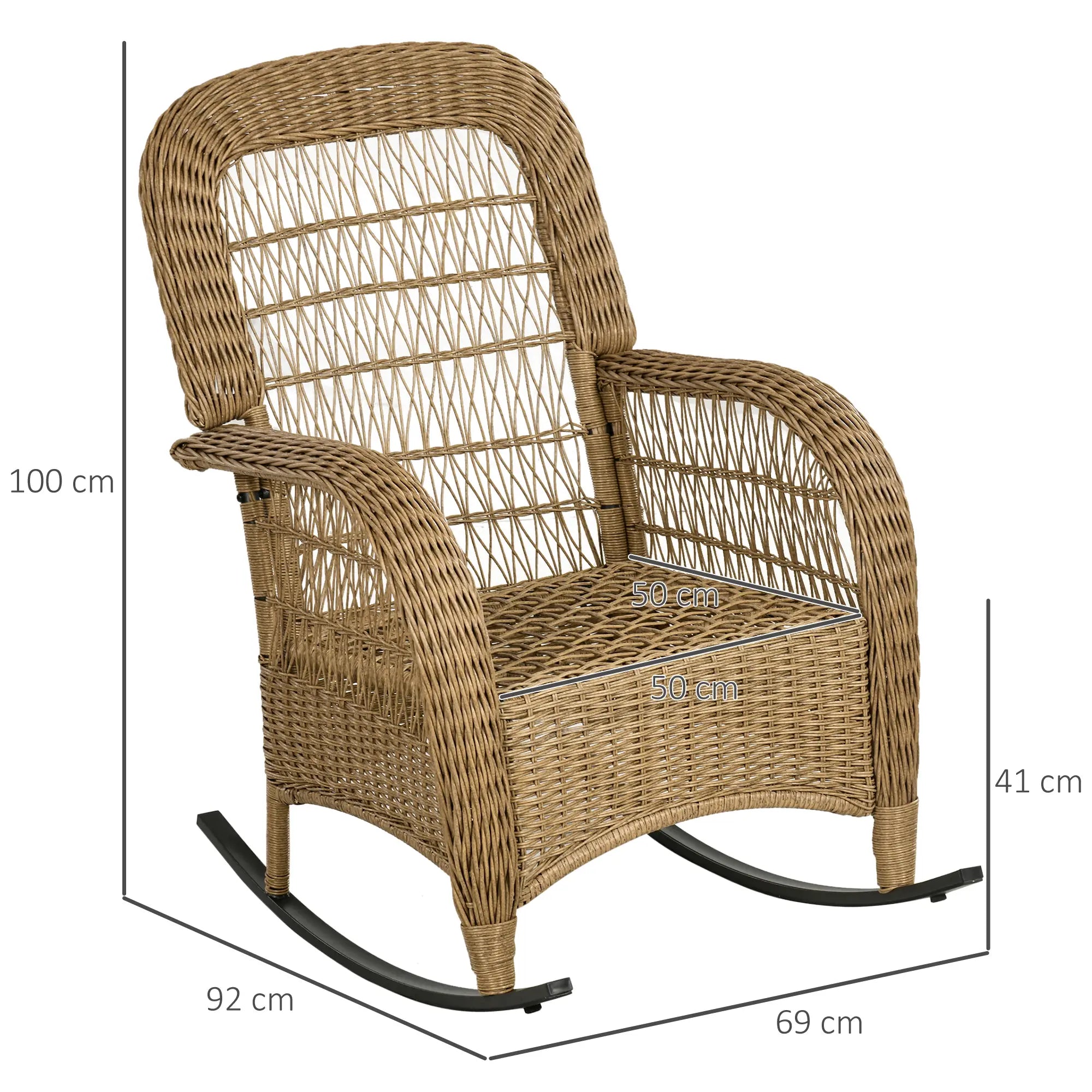 Outsunny Rattan Schaukelstuhl Boho-Stil Outdoor gemütliche Polster