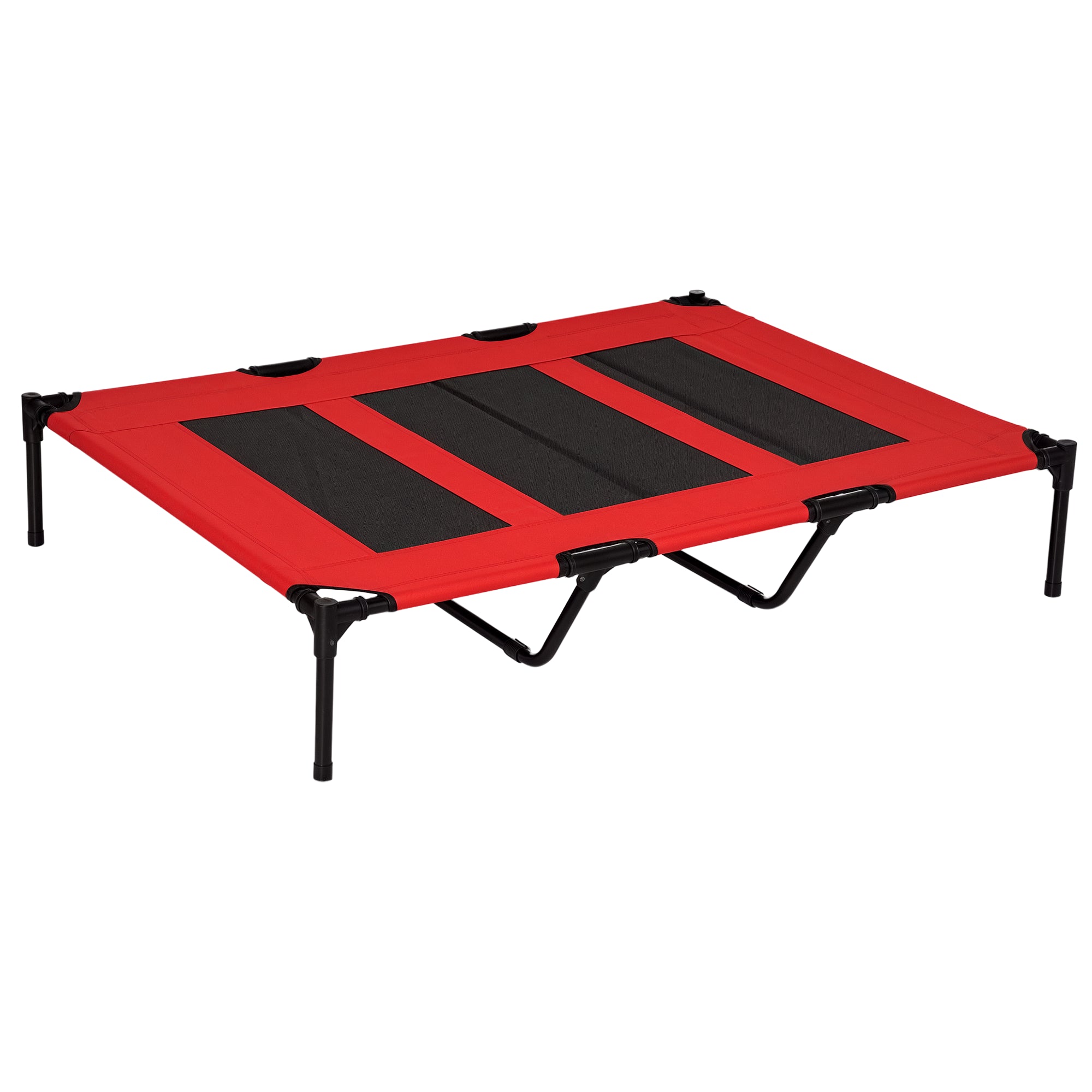 PawHut Hundebett, faltbar, Outdoor-Hundebett, erhöhter Stand, 122 cm x 92 cm x 23 cm, Rot + Schwarz