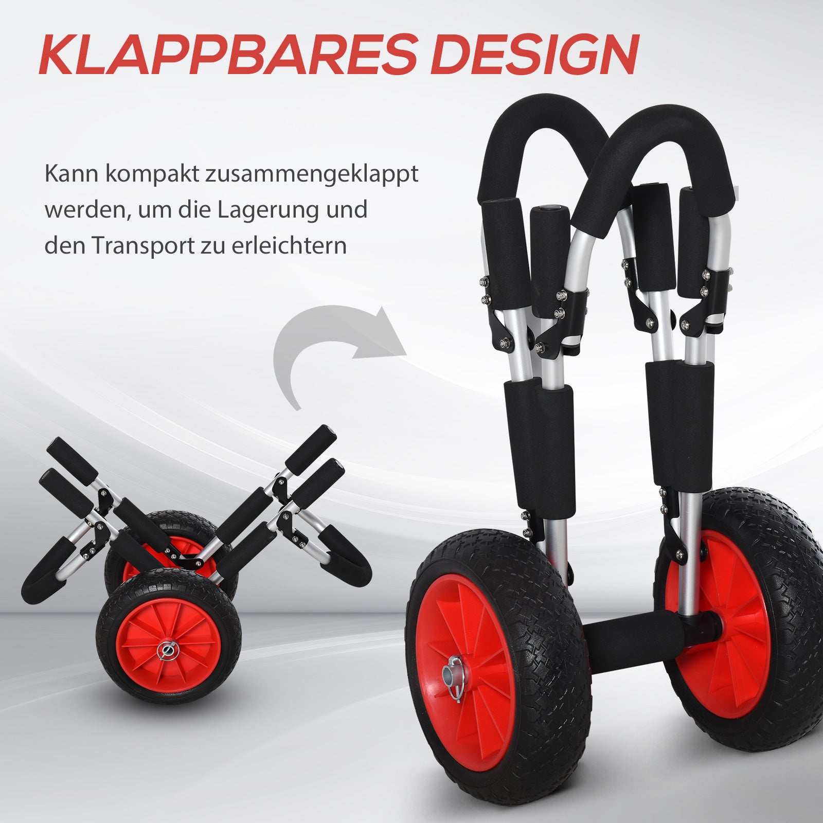 HOMCOM Surfwagen klappbar bis 45 kg AluTransportwagen Kajakwagen klappbar gepolstert Kunstleder-Reifen Bootswagen Surfwagen Bootstrailer Trolley für Surfbrett Board Schlauchboot