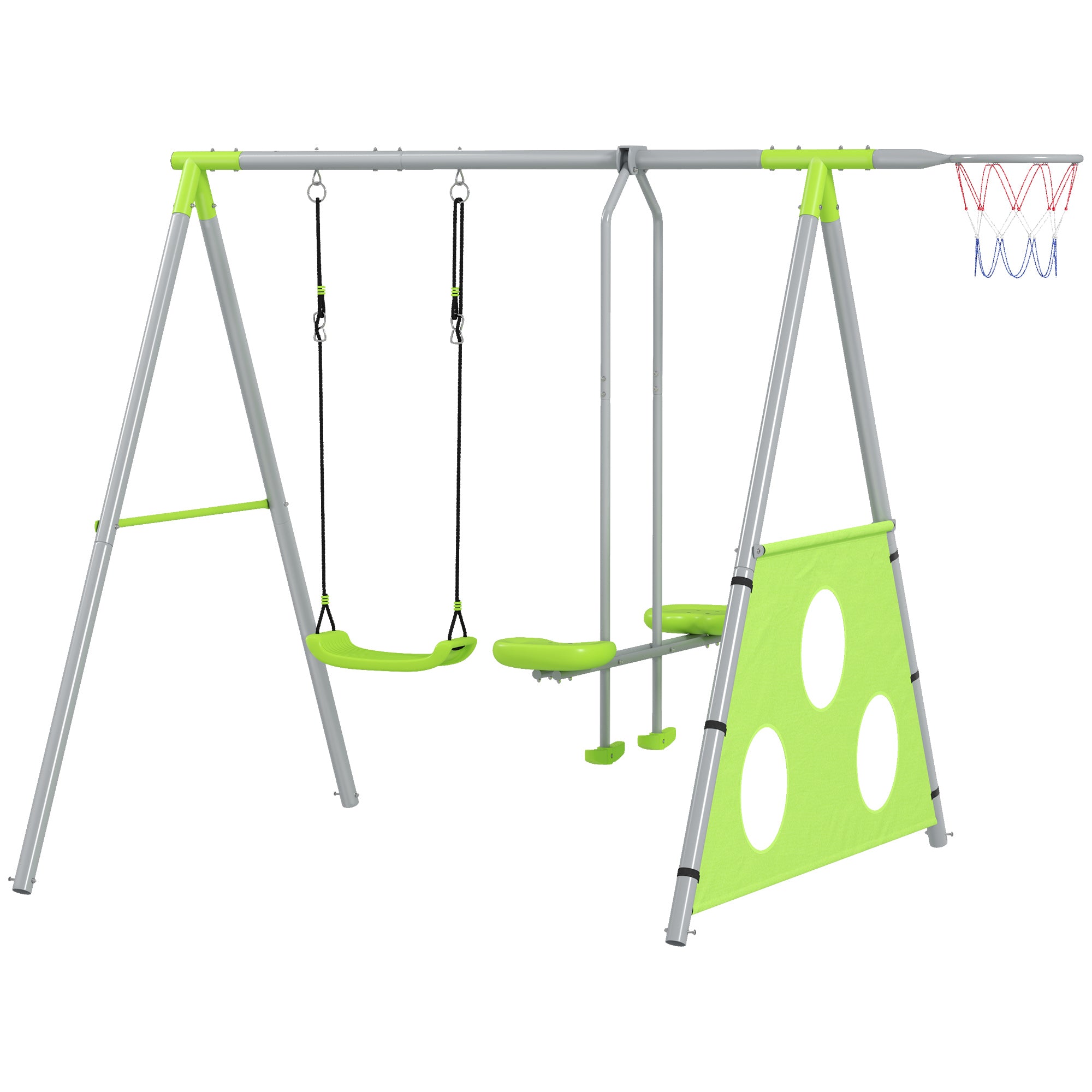 AIYAPLAY Outdoor-Schaukelset für Kinder, Kinderschaukeln, verstellbar, Stahl, Grün