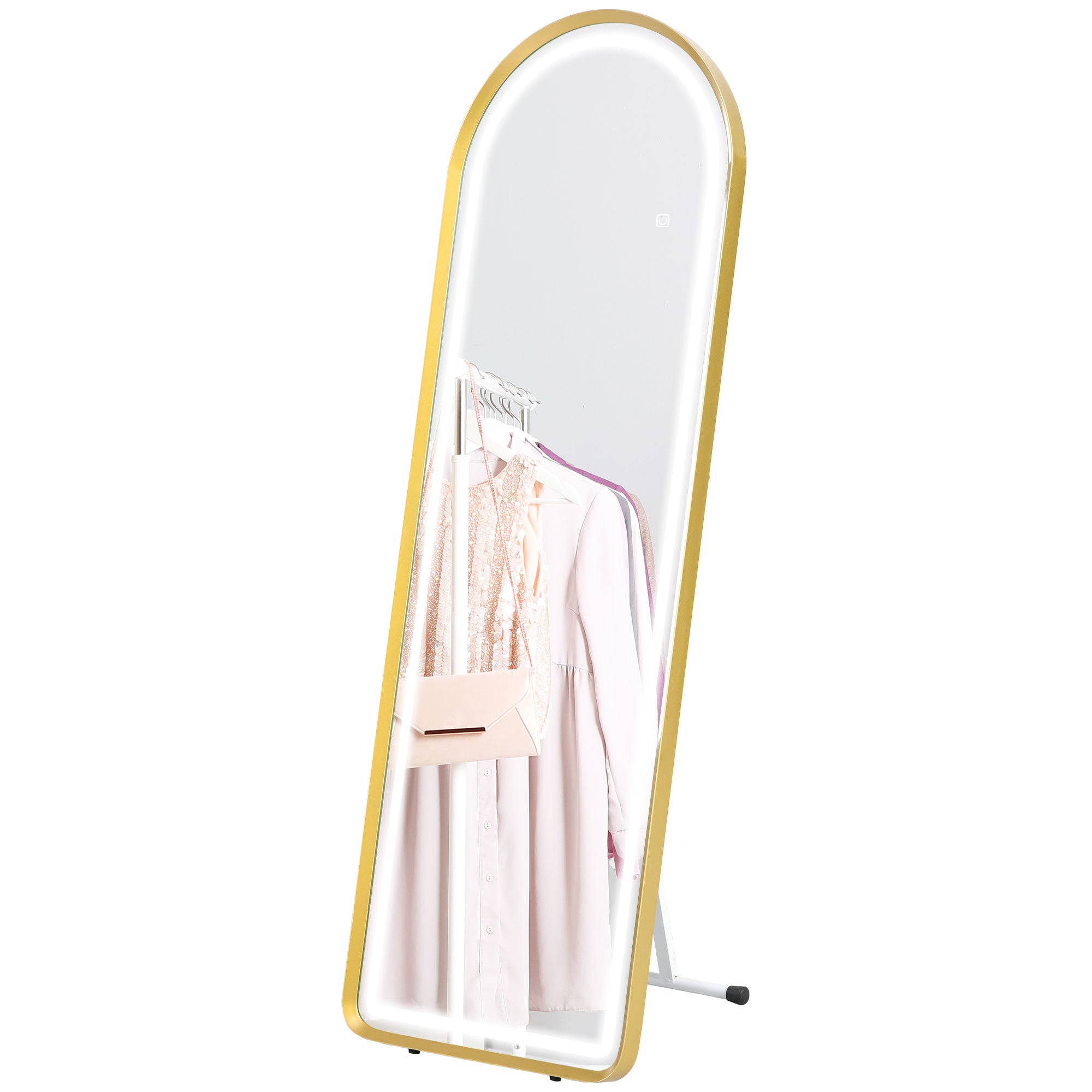 HOMCOM Standspiegel Wandspiegel Ganzkörperspiegel inklusive Wandbefestifung, 151,5 x 50 x 4 cm, Gold