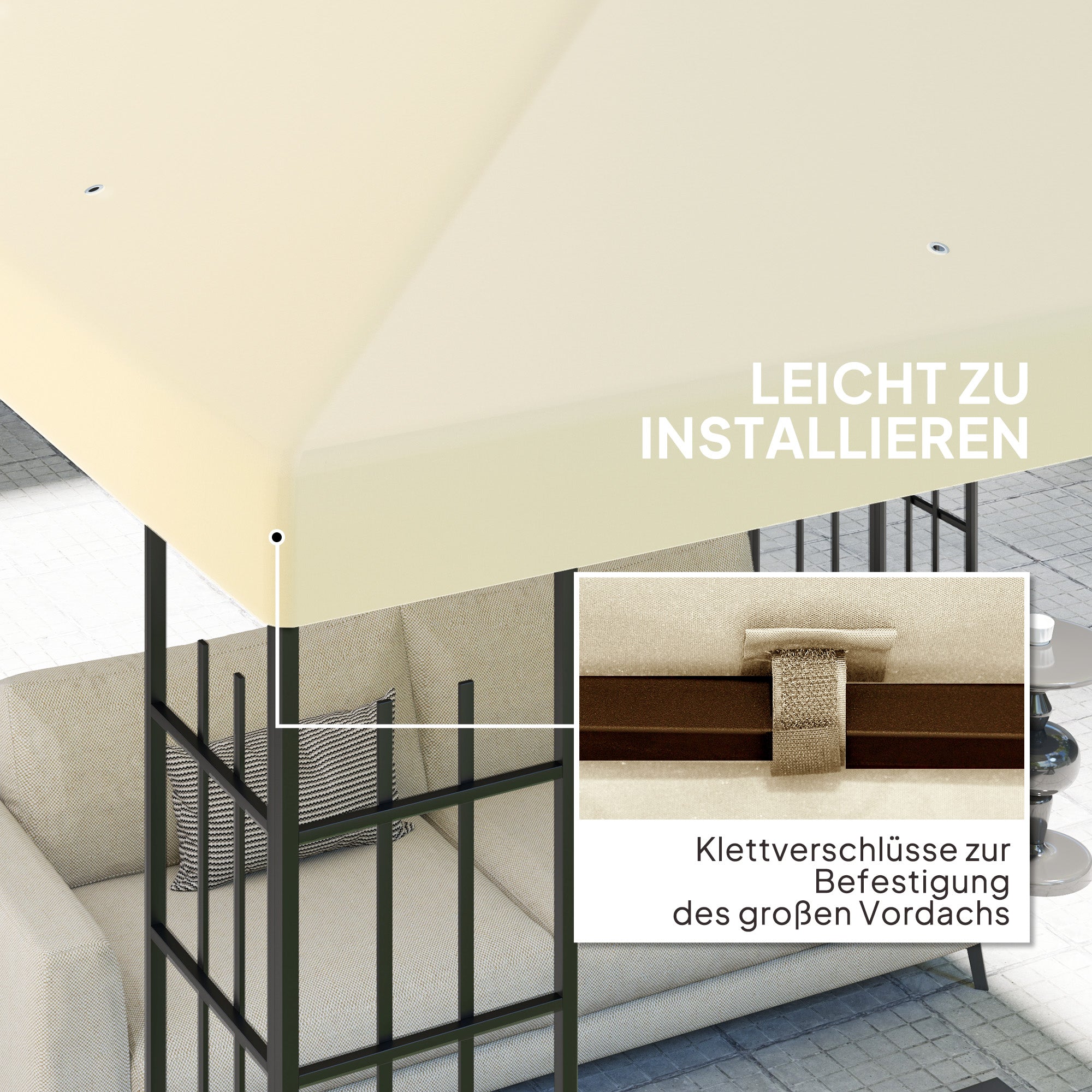 Outsunny 3 x 3 m Ersatzplane für Pavillon, Plane für Garten-Pavillon, mit Wasserablauföffnungen, UPF30+, Cremeweiß