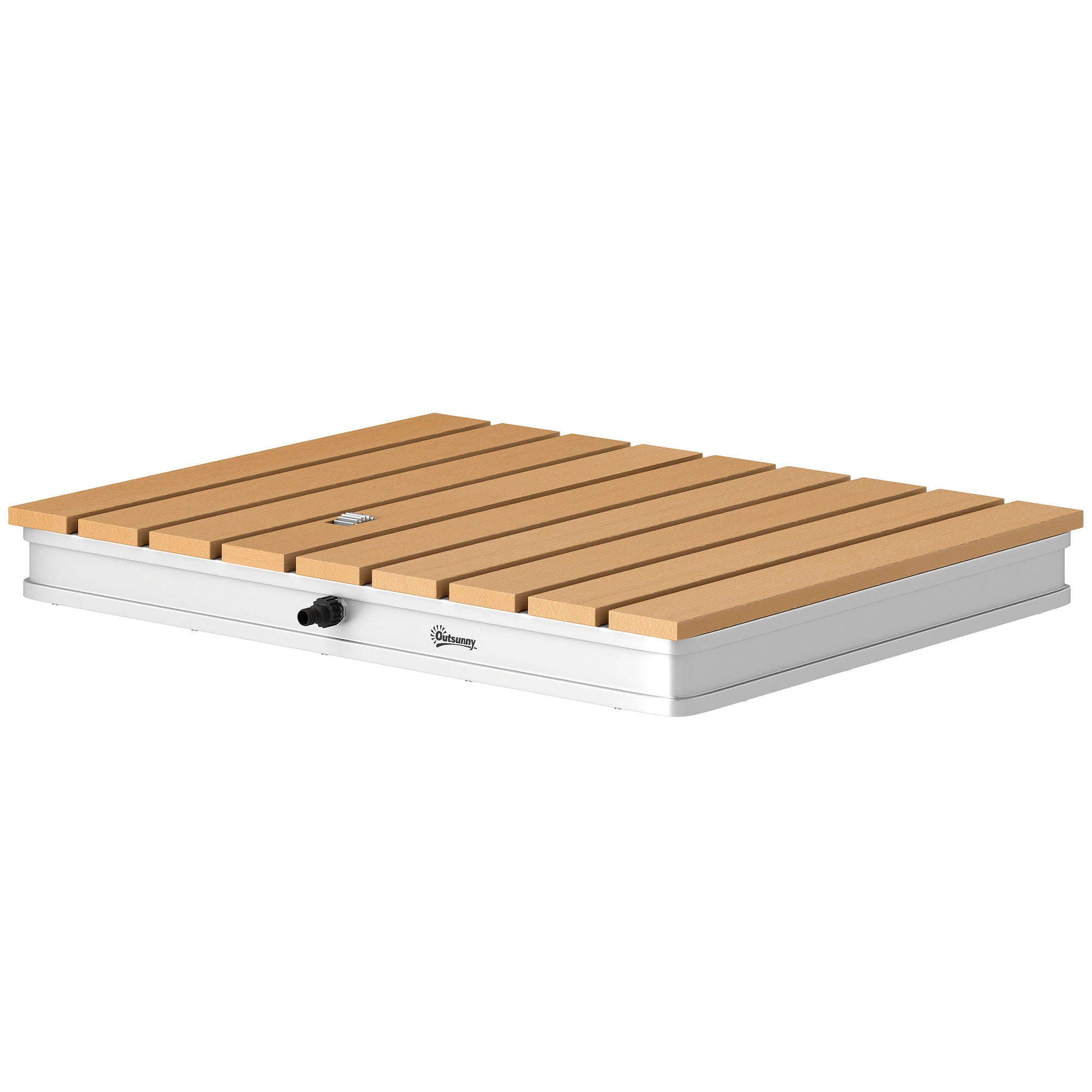 Outsunny Bodendusche Gartendusche mit einstellbar Fußrad Aluminium bis 4 m Fontänenhöhe 70 x 55 cm Naturholz