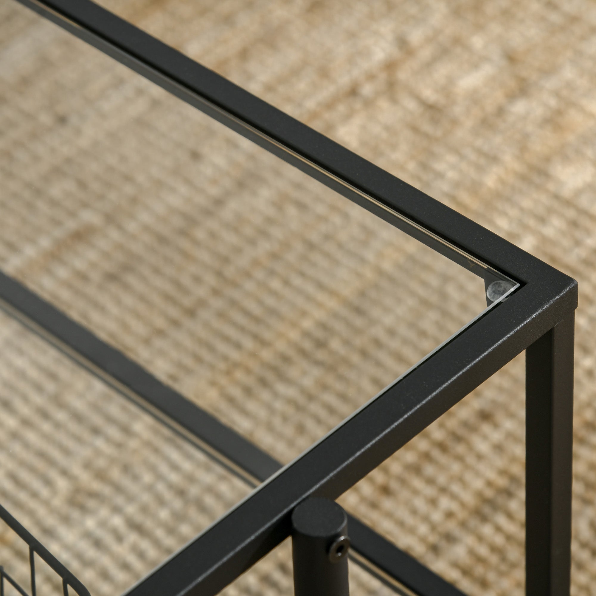 HOMCOM Couchtisch mit Ablage, verstellbare Füße, Stahlrahmen, Glasplatte, 100 x 55 x 45,5 cm, Weiß