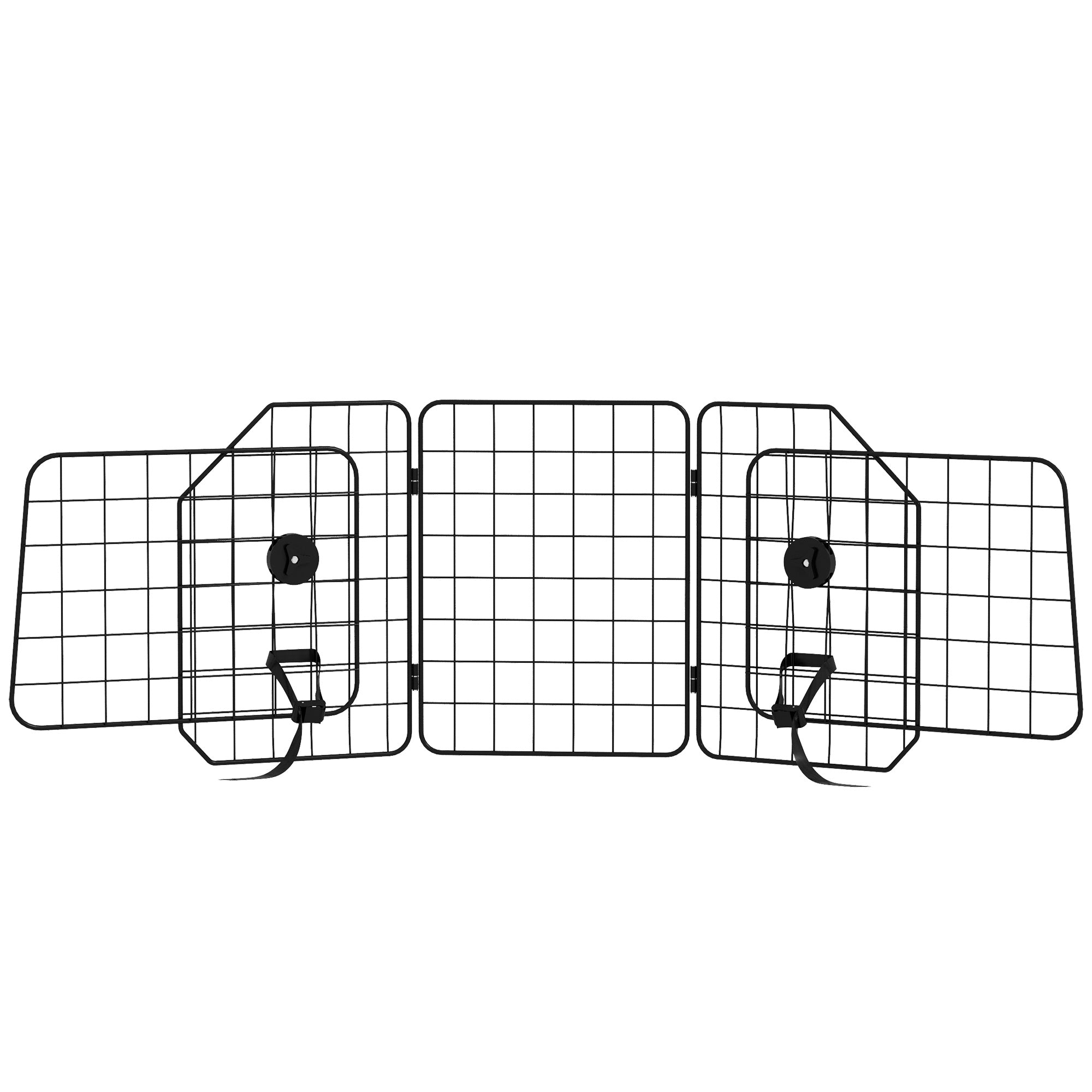 PawHut Autogitter für Hunde, verstellbar 93-150cm, klappbar, einfache Montage, Stahl, Schwarz