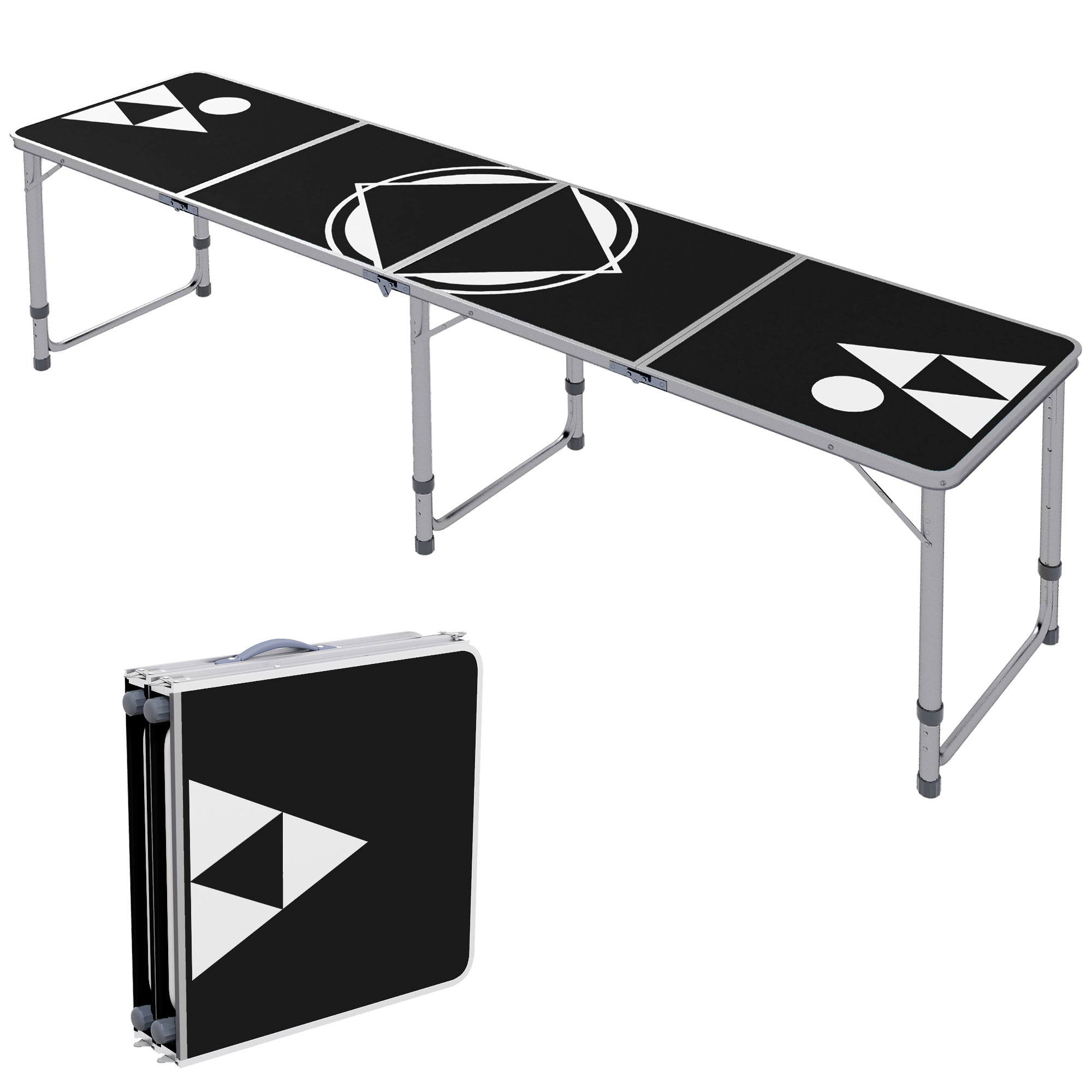 Outsunny Campingtisch, klappbar, leicht, höhenverstellbar, Aluminiumrahmen, 240 x 60 x 54/62/70 cm, Schwarz