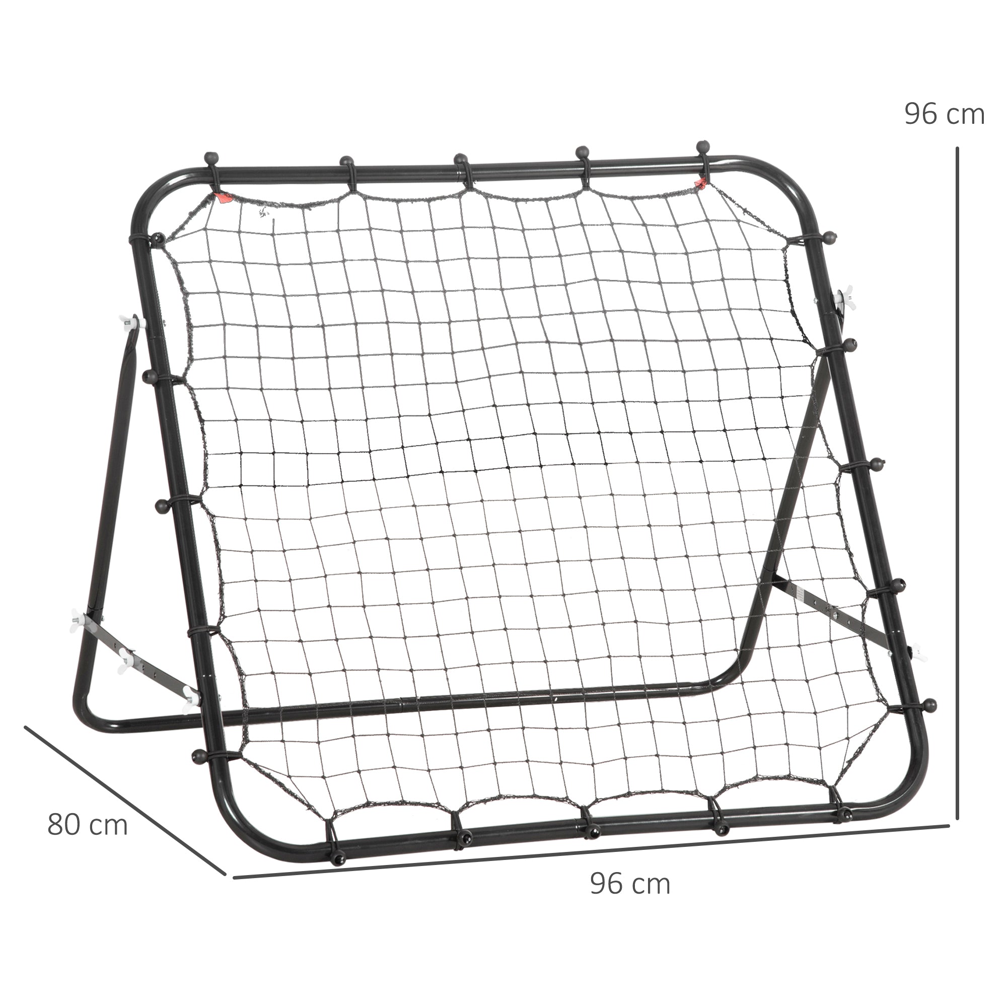 HOMCOM Rebounder für Fußball, Prellwand Rebound Netz, Metallrohr mit PE-Gewebe, Kickback Rückprallwand für Baseball Basketball, Fußballtor für Jugendliche Training 96x80x96cm, Schwarz