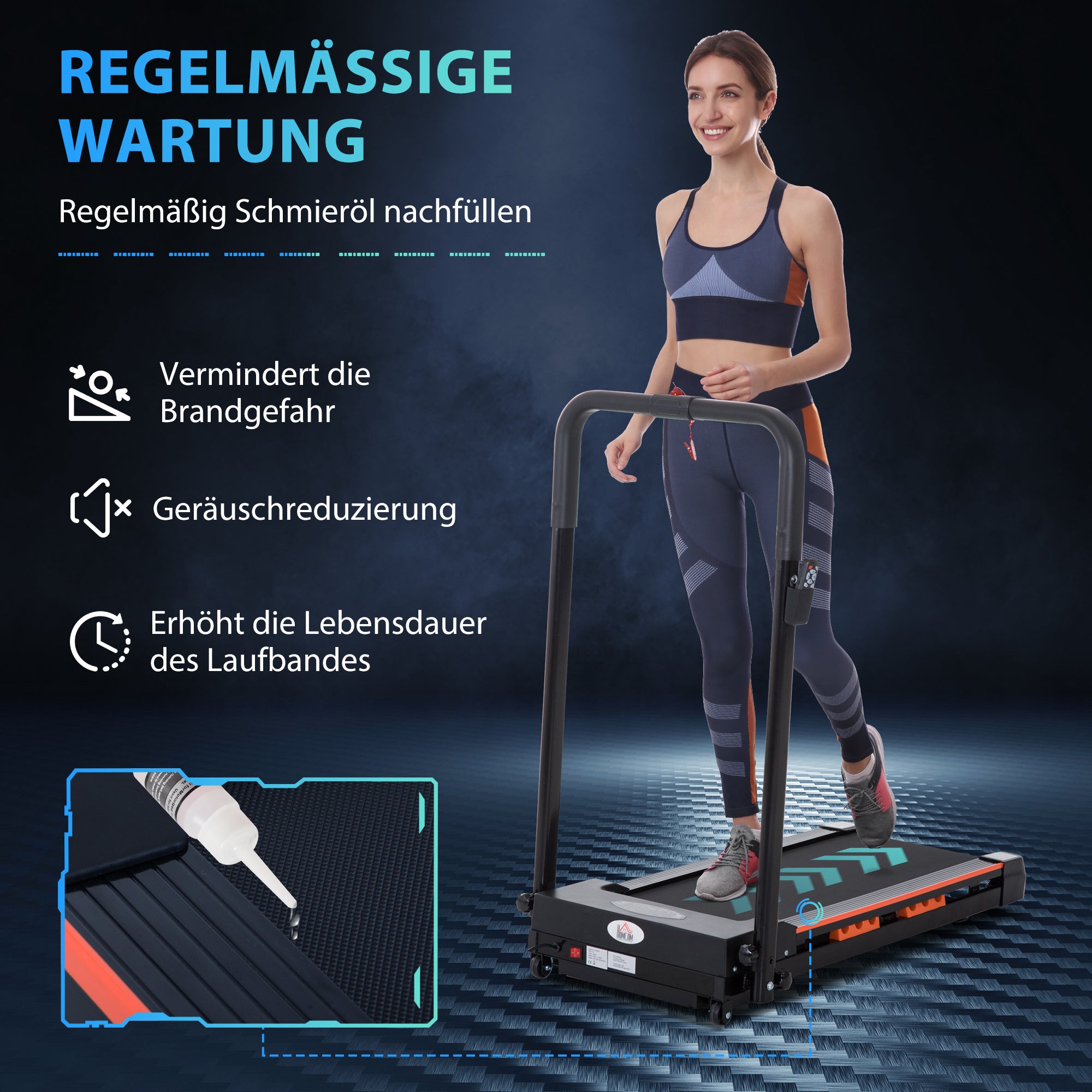 HOMCOM Elektrisches Laufband für Zuhause mit LCD Display, Faltbares Fitnessgerät, 1-6 Km/h, Stahl, Schwarz, 105 x 56 x 108,5 cm