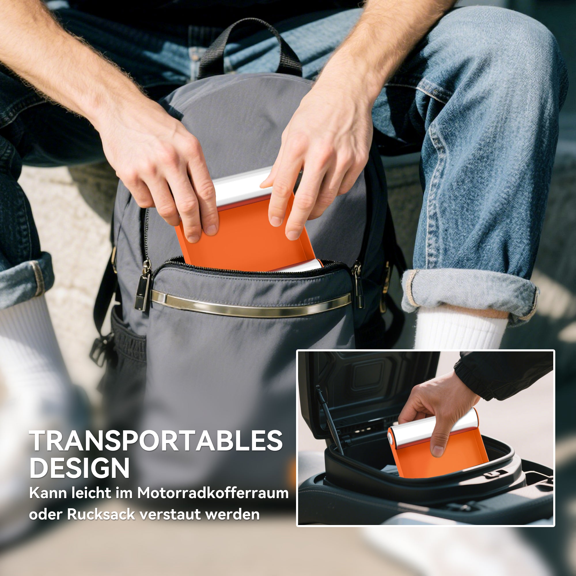 HOMCOM Motorrad Reinigungsständer Rollenständer Rad Drehhilfe Fahrrad <485 lb & Reifenbreite <180 mm Orange