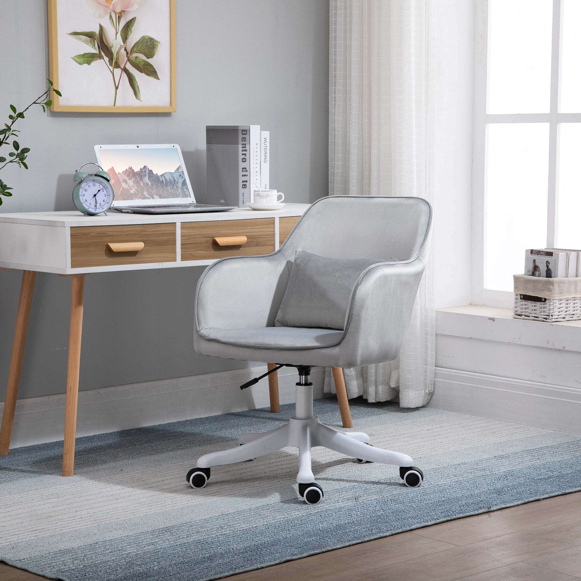 Vinsetto Massage Schreibtischstuhl 78-86 cm höhenverstellbarer Bürostuhll Drehstuhl Computerstuhl mit USB-Schrittstelle Arbeitsstuhl mit Vibrationsfunktion Lendenkissen Massagefunktion Grau