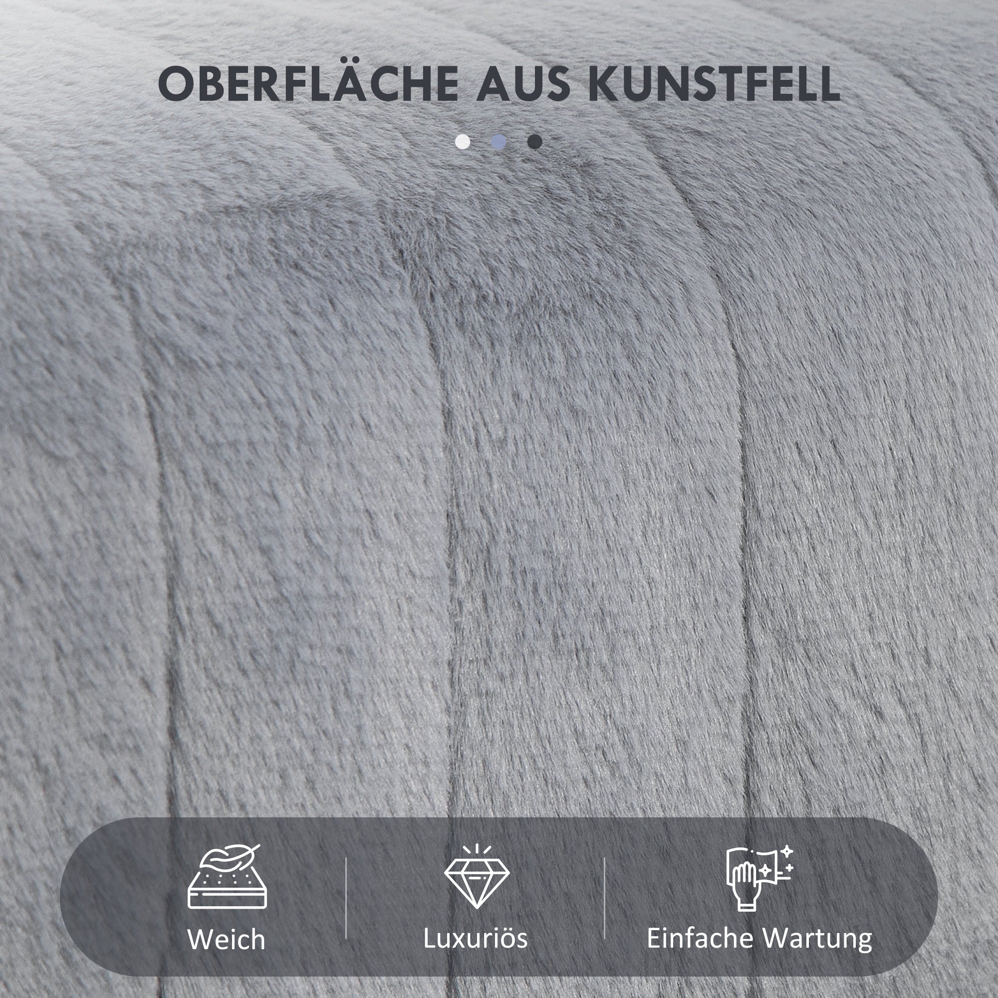 HOMCOM Sitzbank, gesteppter Sitz, Kunstfellbezug, Metallbeine, bis 120 kg, 82x30x47 cm, Grau/Schwarz