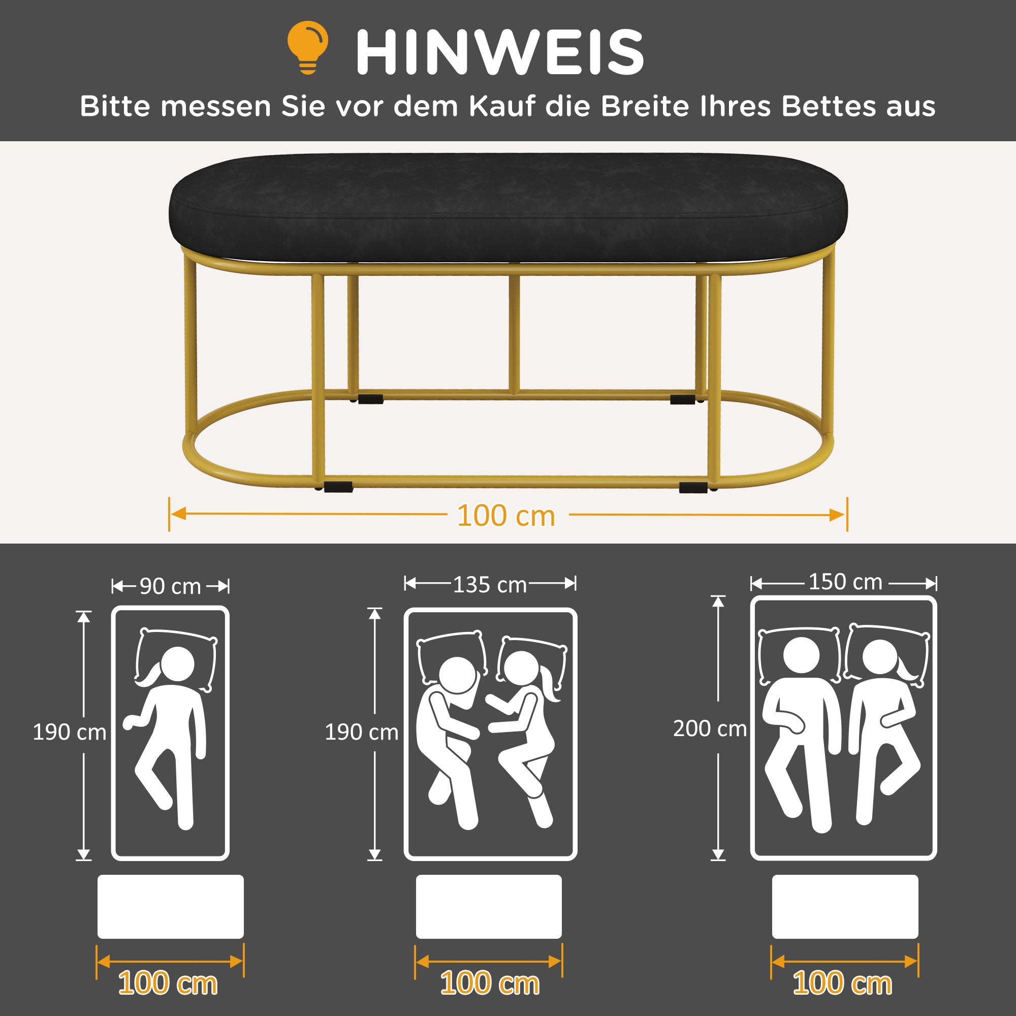 HOMCOM Schuhbank im Retrodesign, Bettbank, Flurbank, Samtoptik, bis 200 kg, Metallrahmen, schwarz, 100 x 37 x 43cm