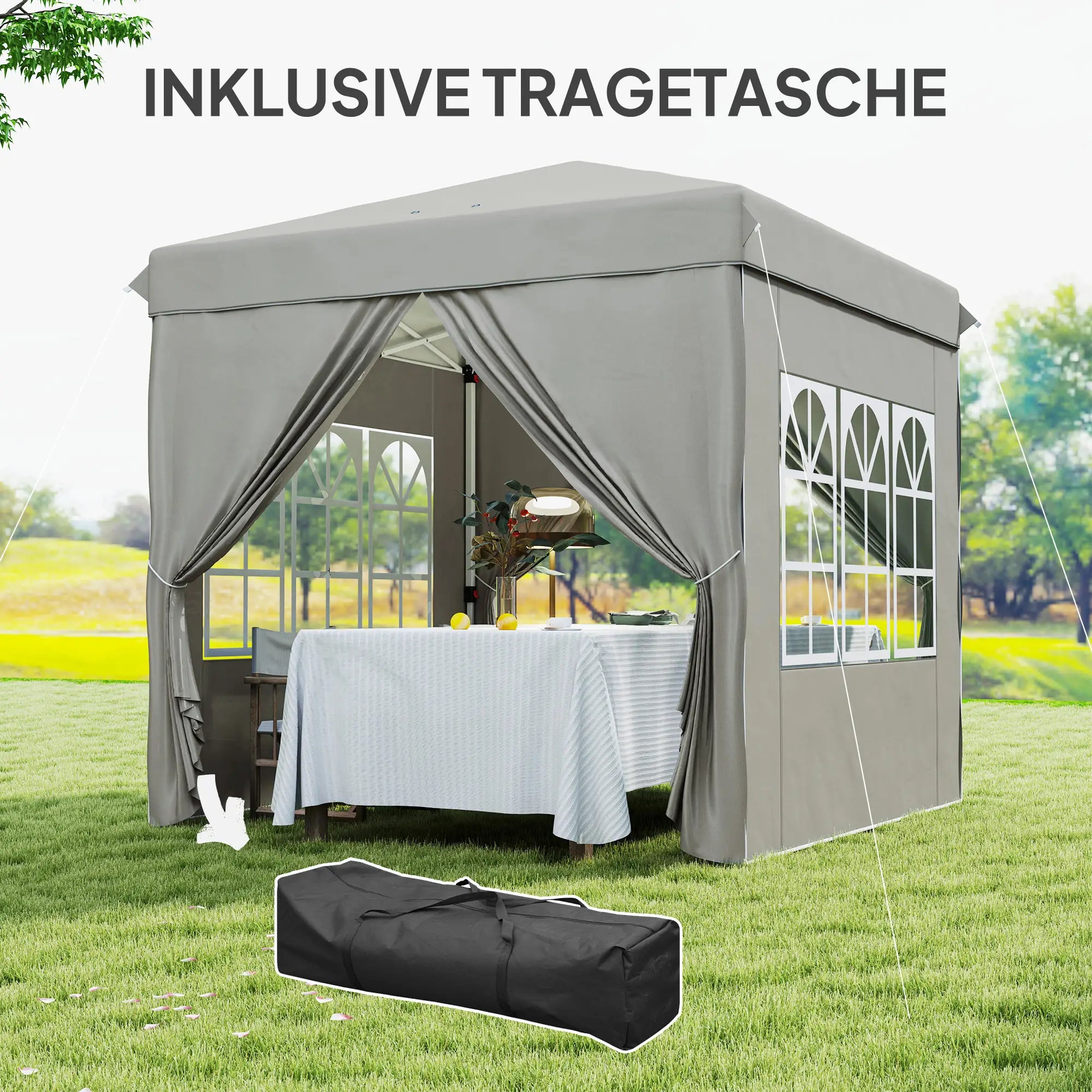 Outsunny Faltpavillon 2,5×2,5?m mit UV-Schutz & Seitenteilen
