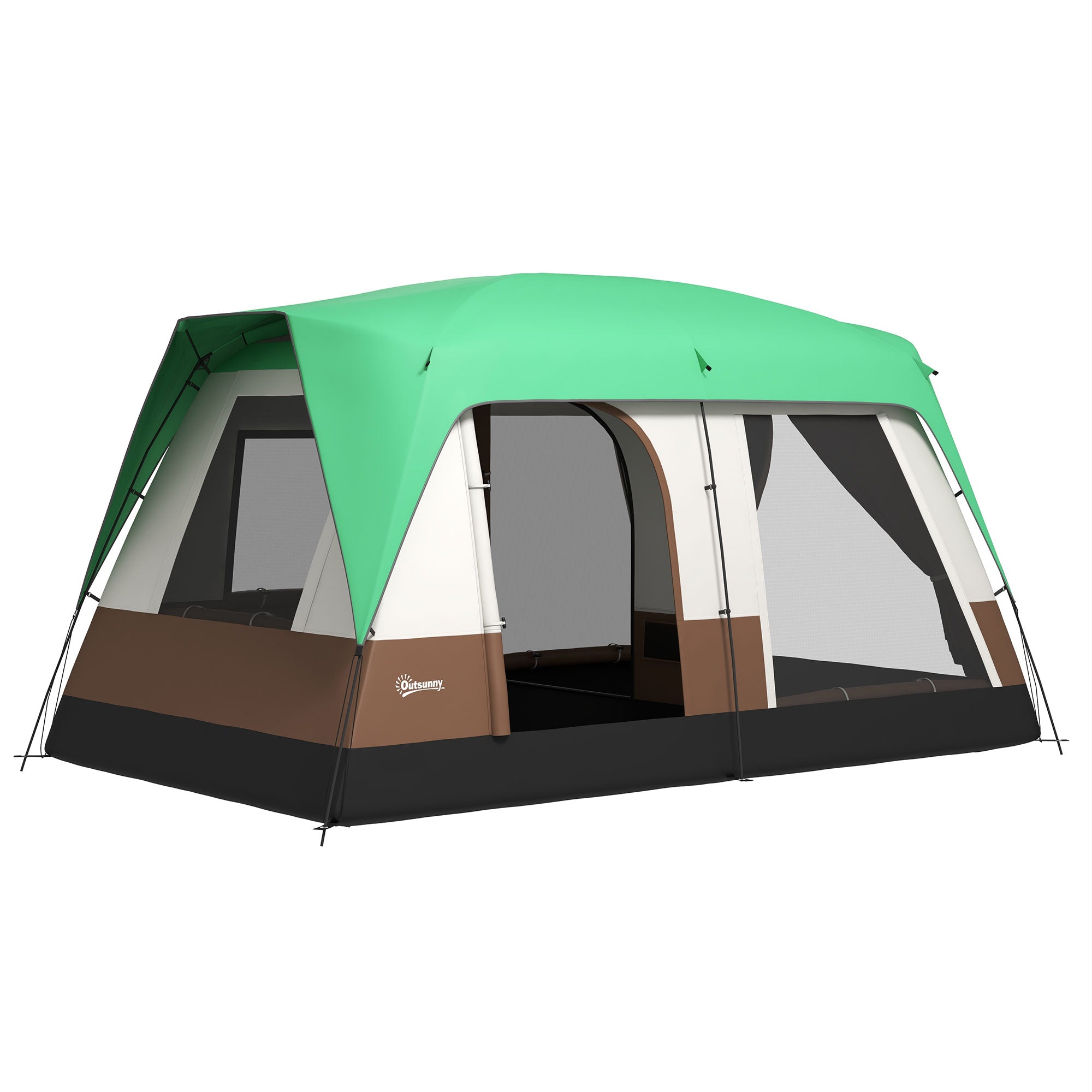 Outsunny Campingzelt für 7-8 Personen, Netzfenster, mit Tragetasche, 4,90 x 3,05 x 2,25 m, Grün