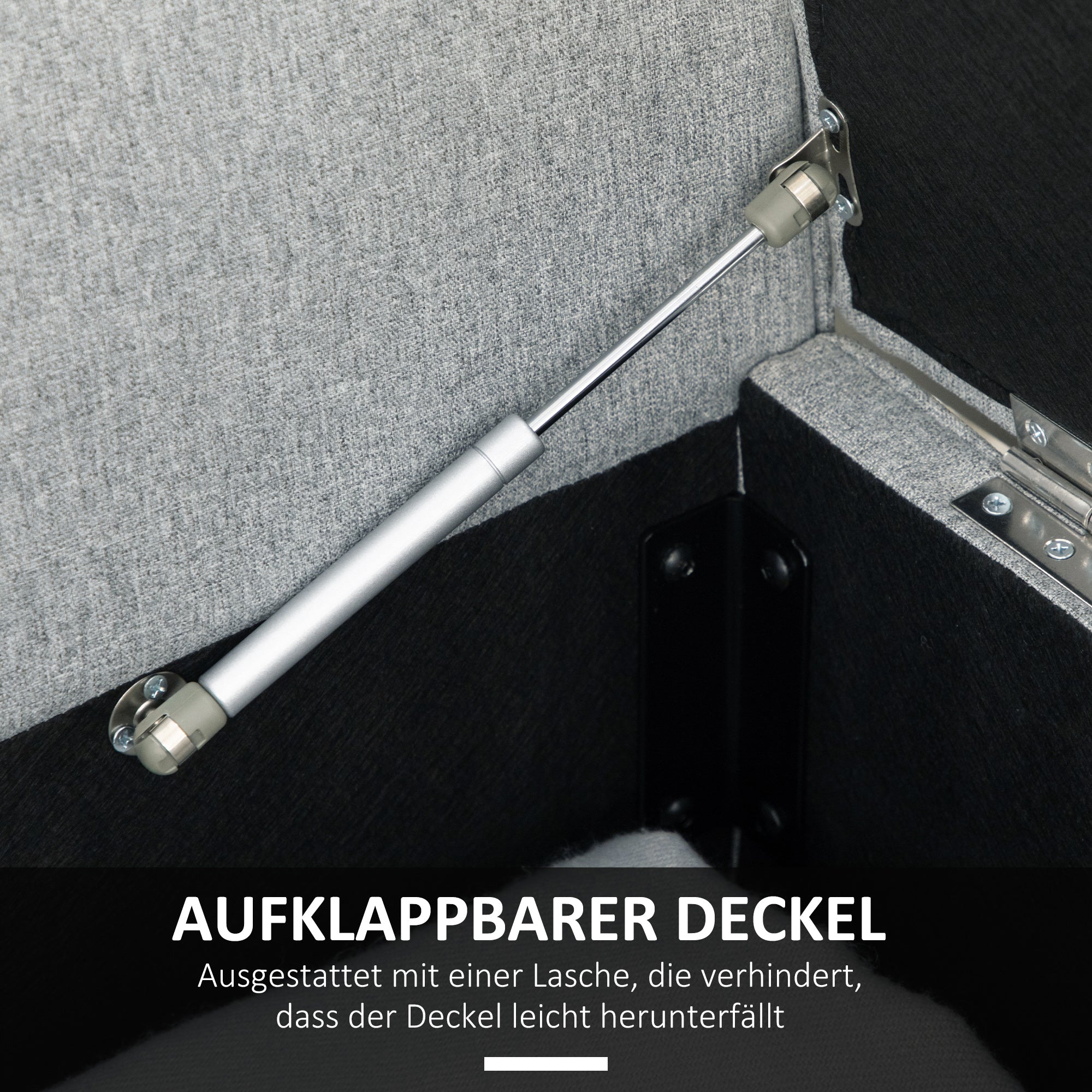 HOMCOM Sitzbank Bettbank Polsterbank inkl. Stauraum, Leinenoptik, Grau