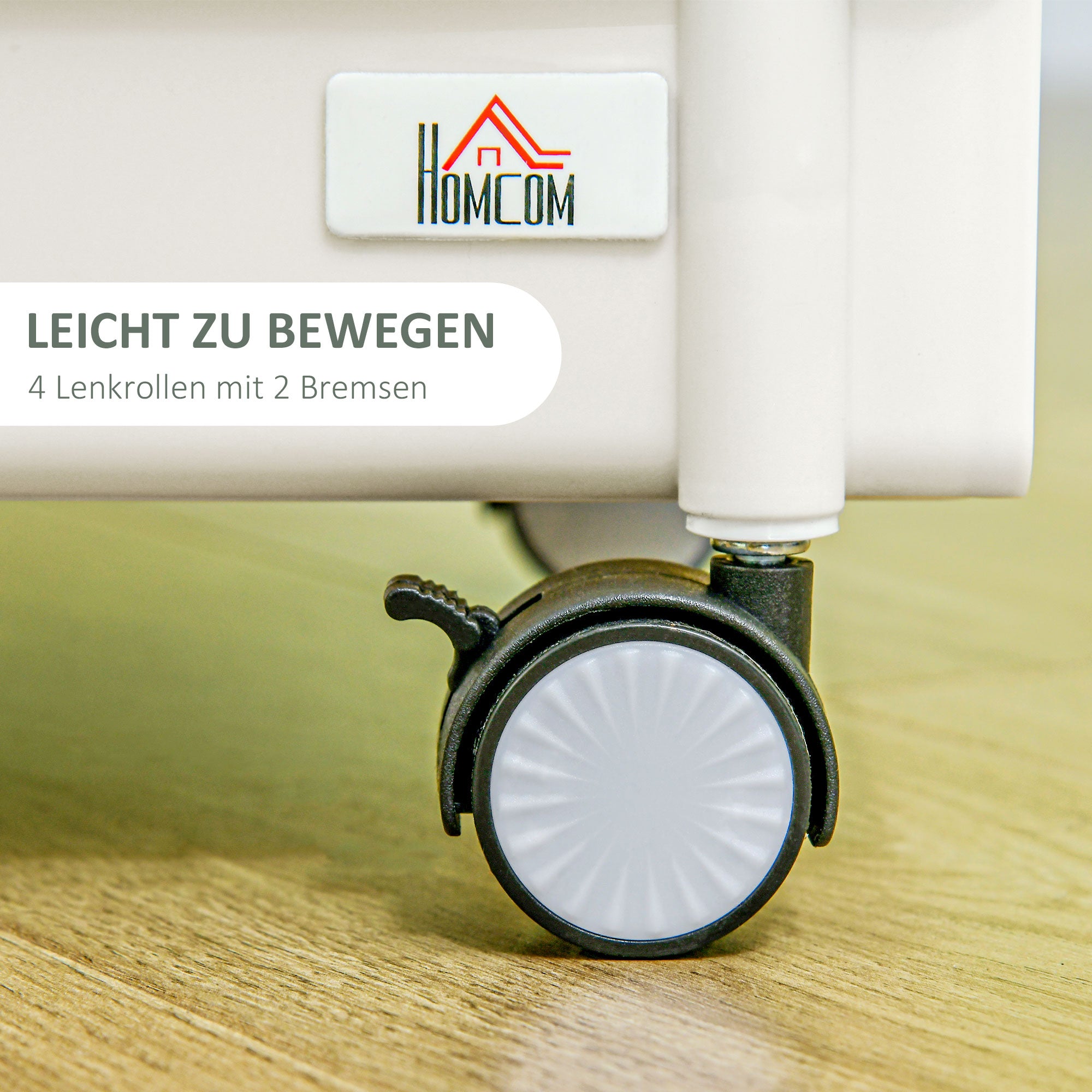 HOMCOM Rollwagen, 3 Etagen, Hängekorb, Schiebegriff, 4 Rollen, Metallrahmen, Weiß, 50 x 29,4 x 77cm